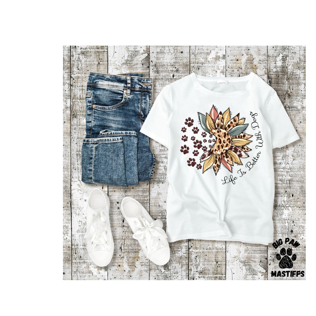 Life Is Better Sunflower T-Shirt (Sand/White Option)