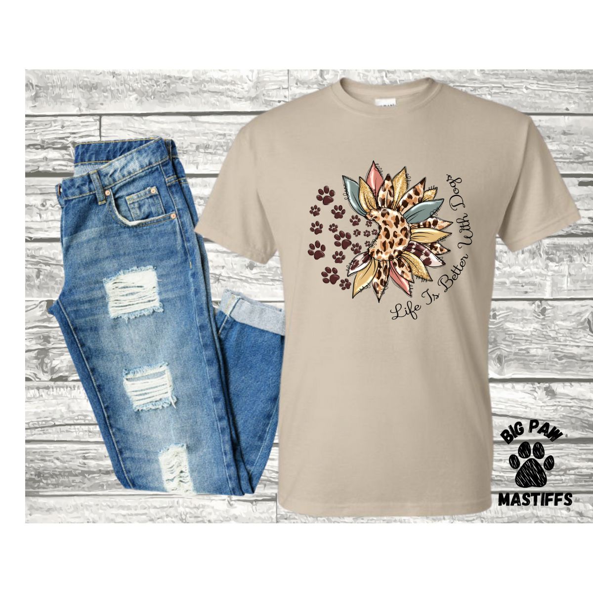Life Is Better Sunflower T-Shirt (Sand/White Option)