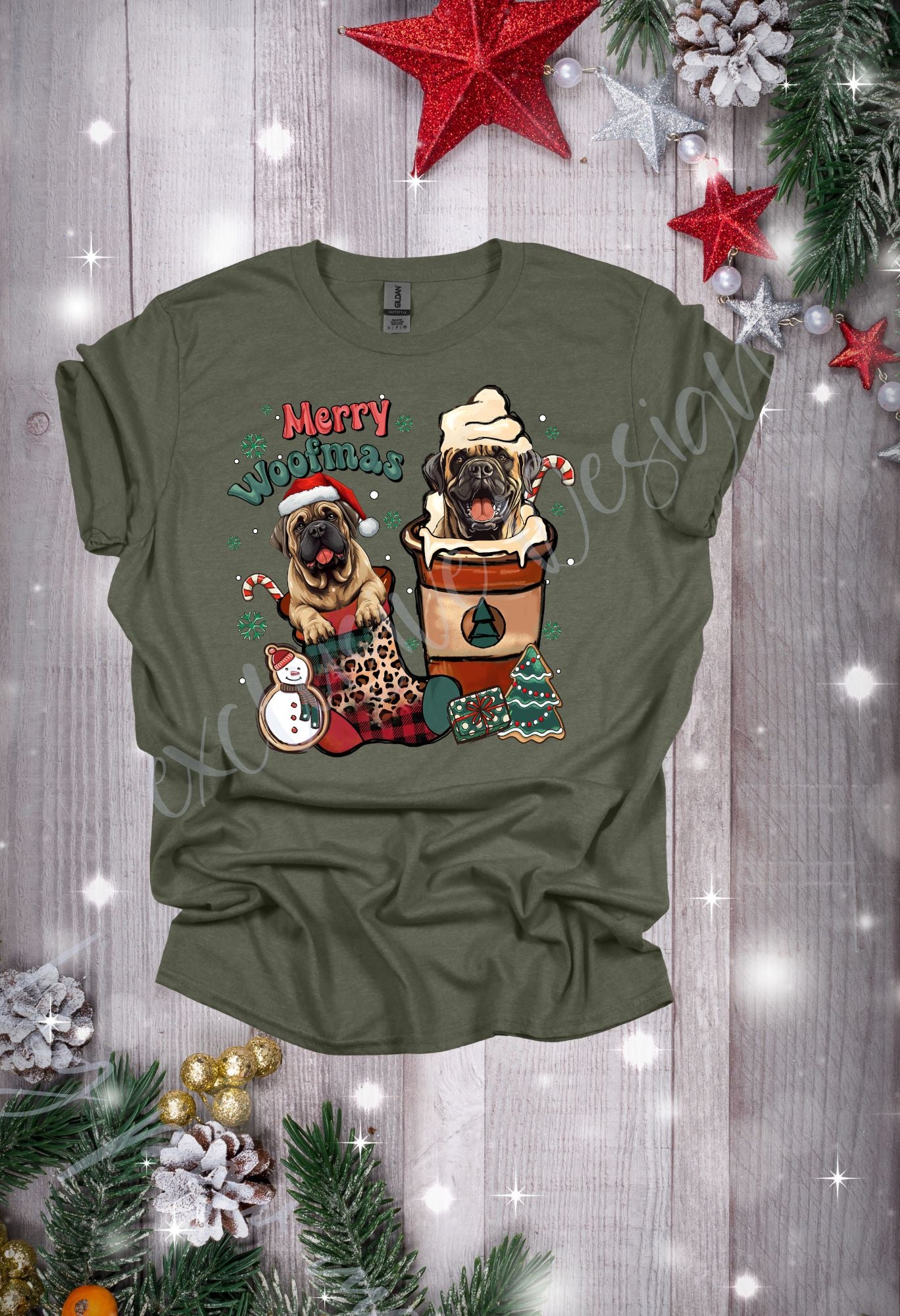 Merry Woofmas Mastiffs T Shirt/Sweatshirt