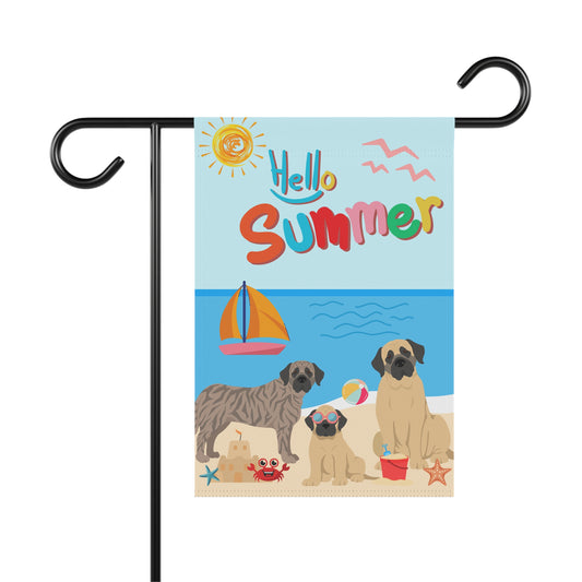 Mastiff Hello Summer Garden Flag 12'' × 18''