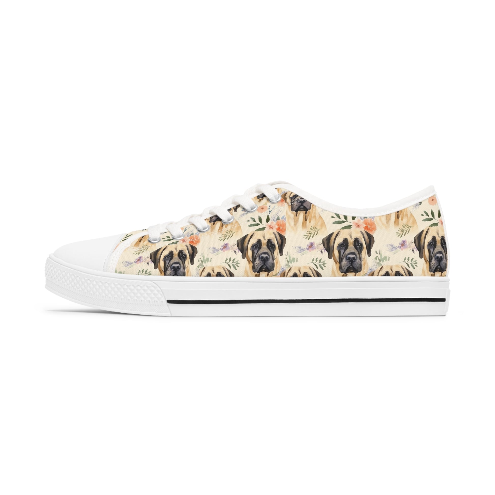 English Mastiff Flower Women's Low Top Sneakers