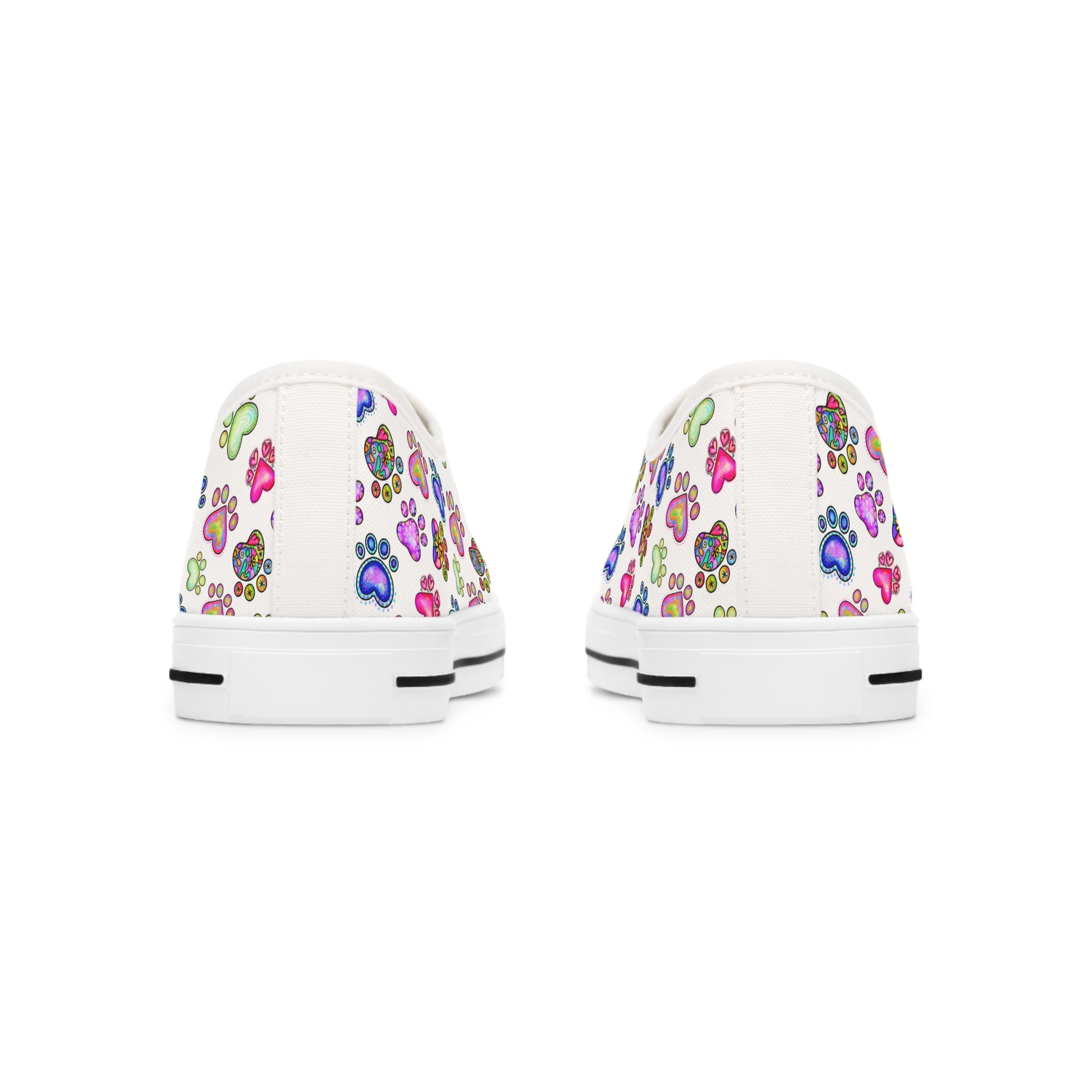 Multi Color Paw Print Women's Low Top Sneakers