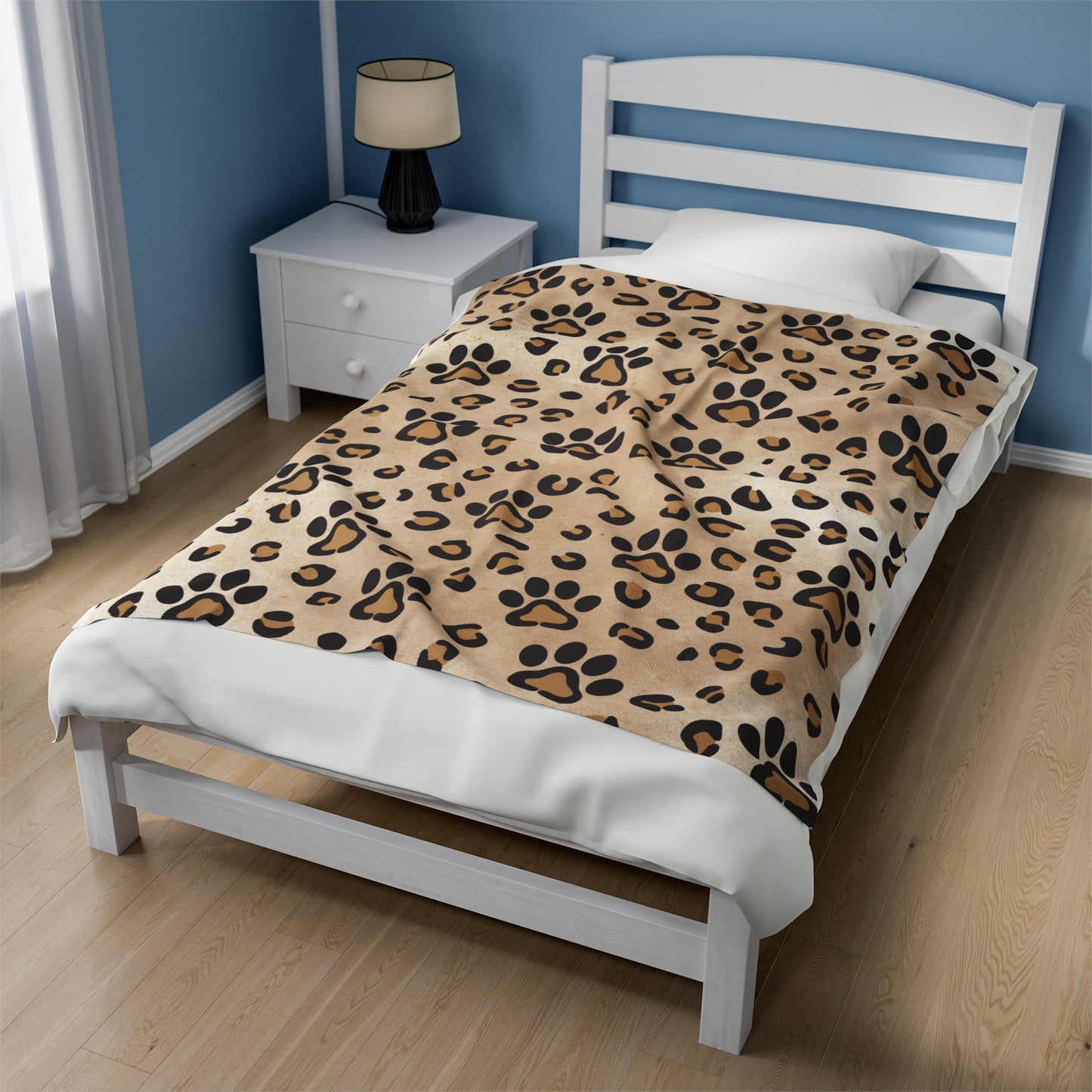 Leopard Paw Print Velveteen Plush Blanket