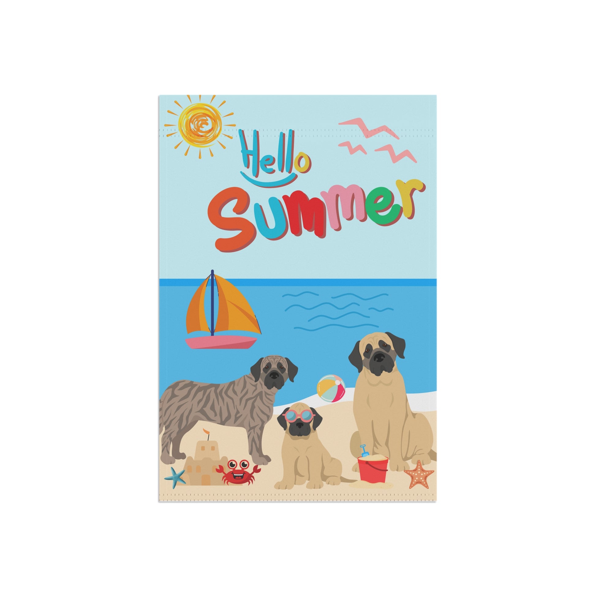 Mastiff Hello Summer Garden Flag