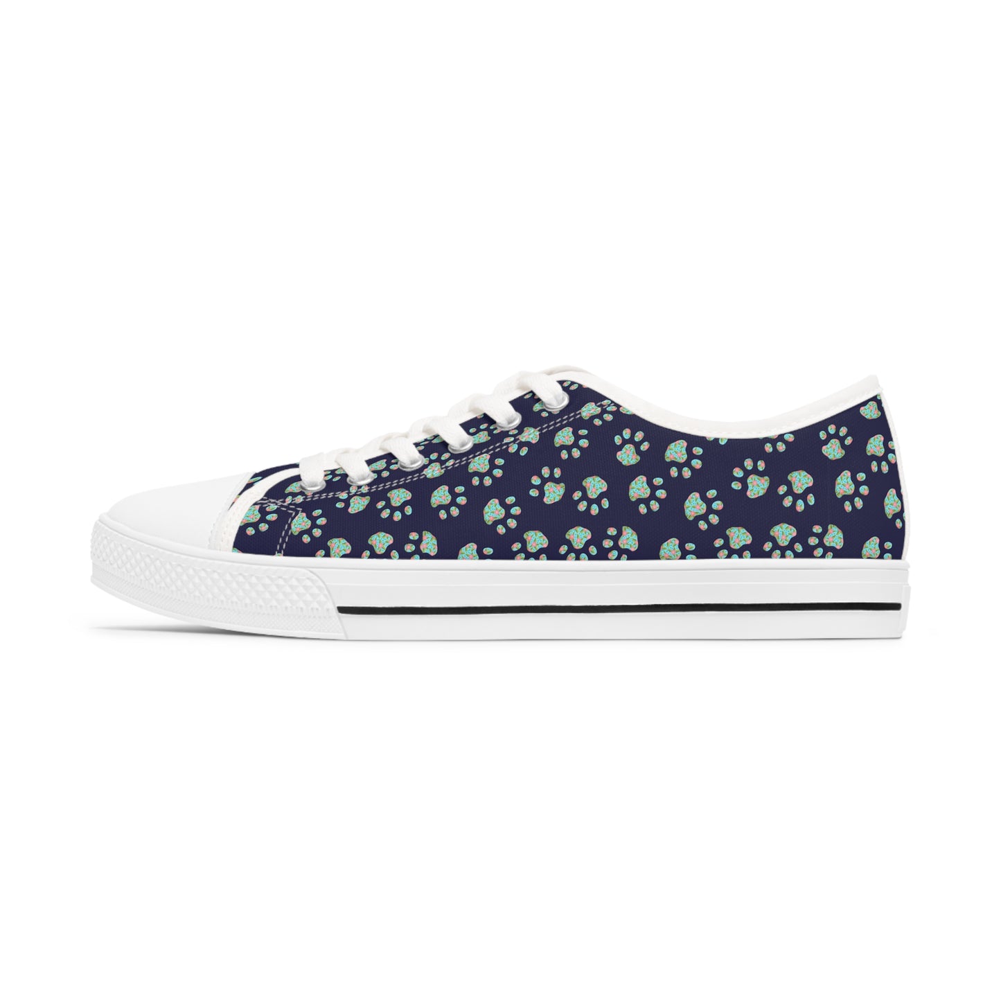 Floral Paw Print Women's Low Top Sneakers