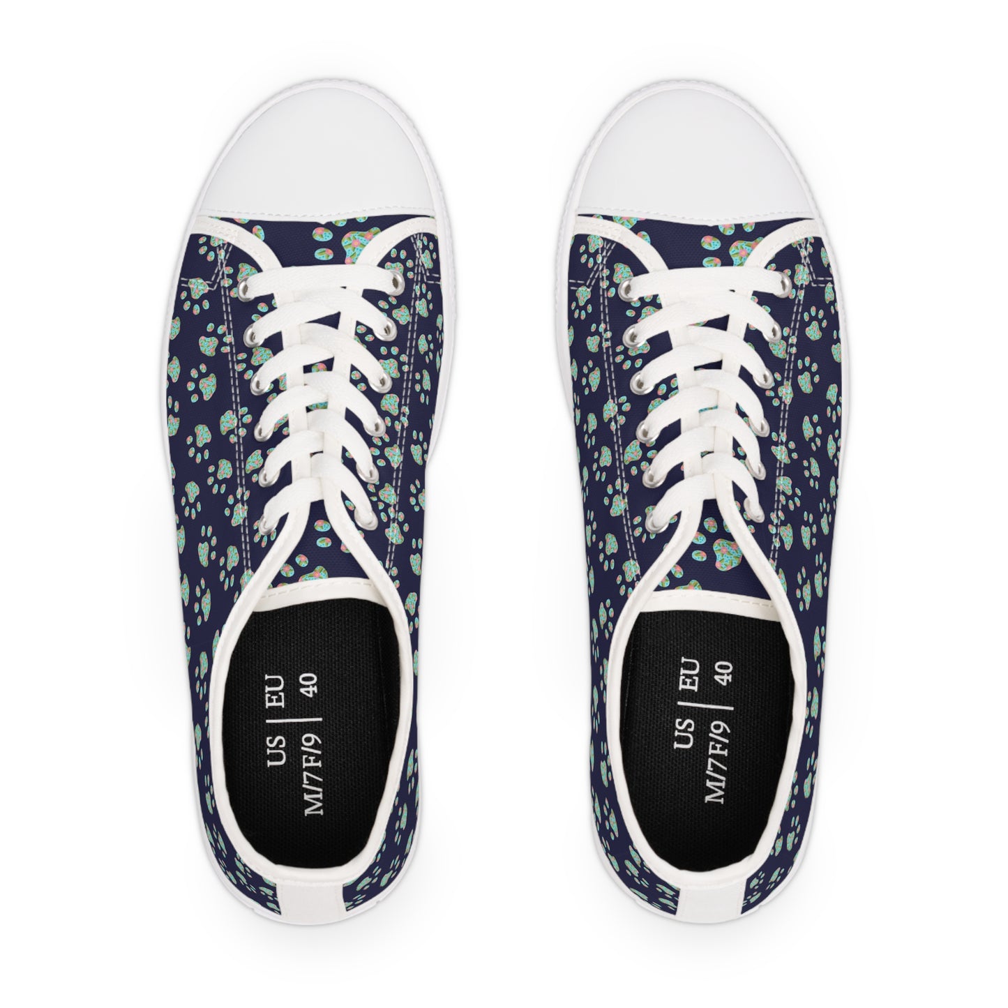 Floral Paw Print Women's Low Top Sneakers