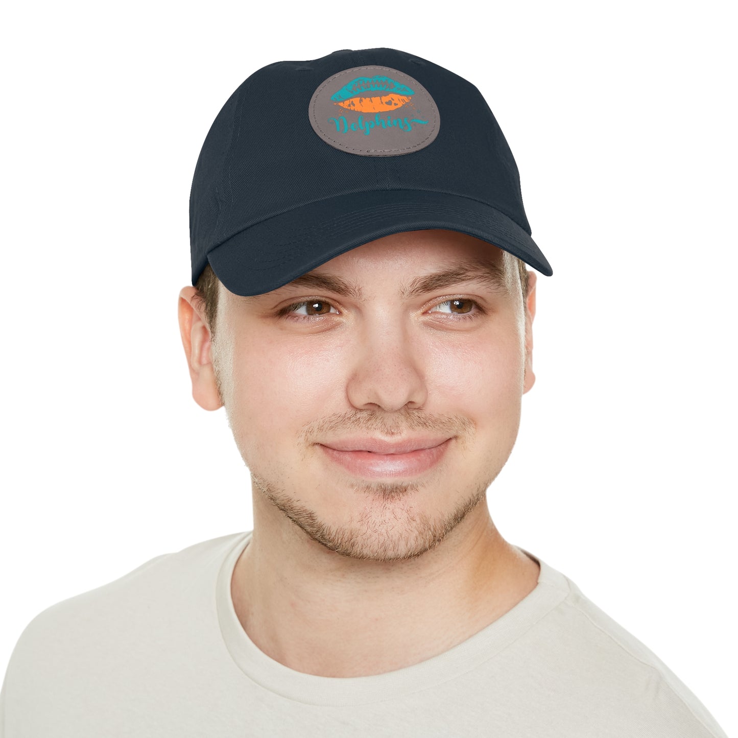 Miami Dolphin Hat with Leather Patch (Round)