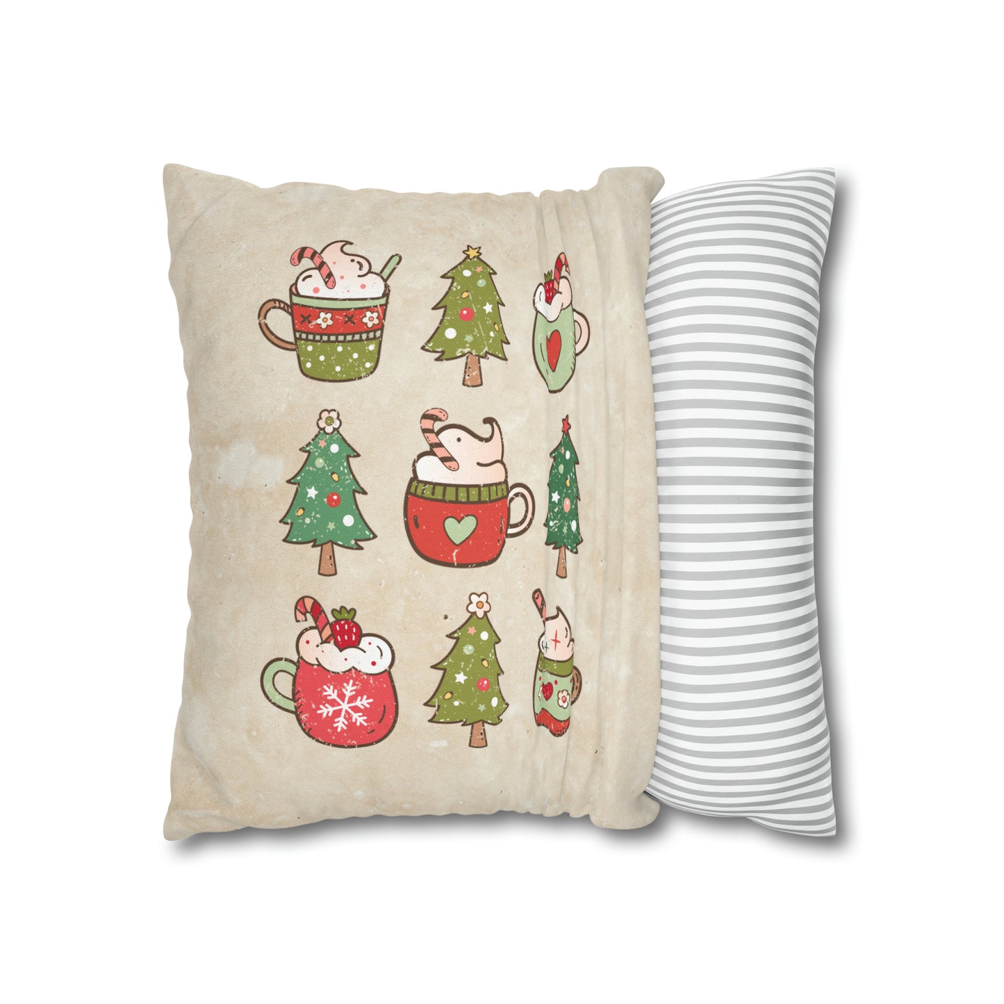 Christmas Coffee Distressed Spun Polyester Square Pillow Case