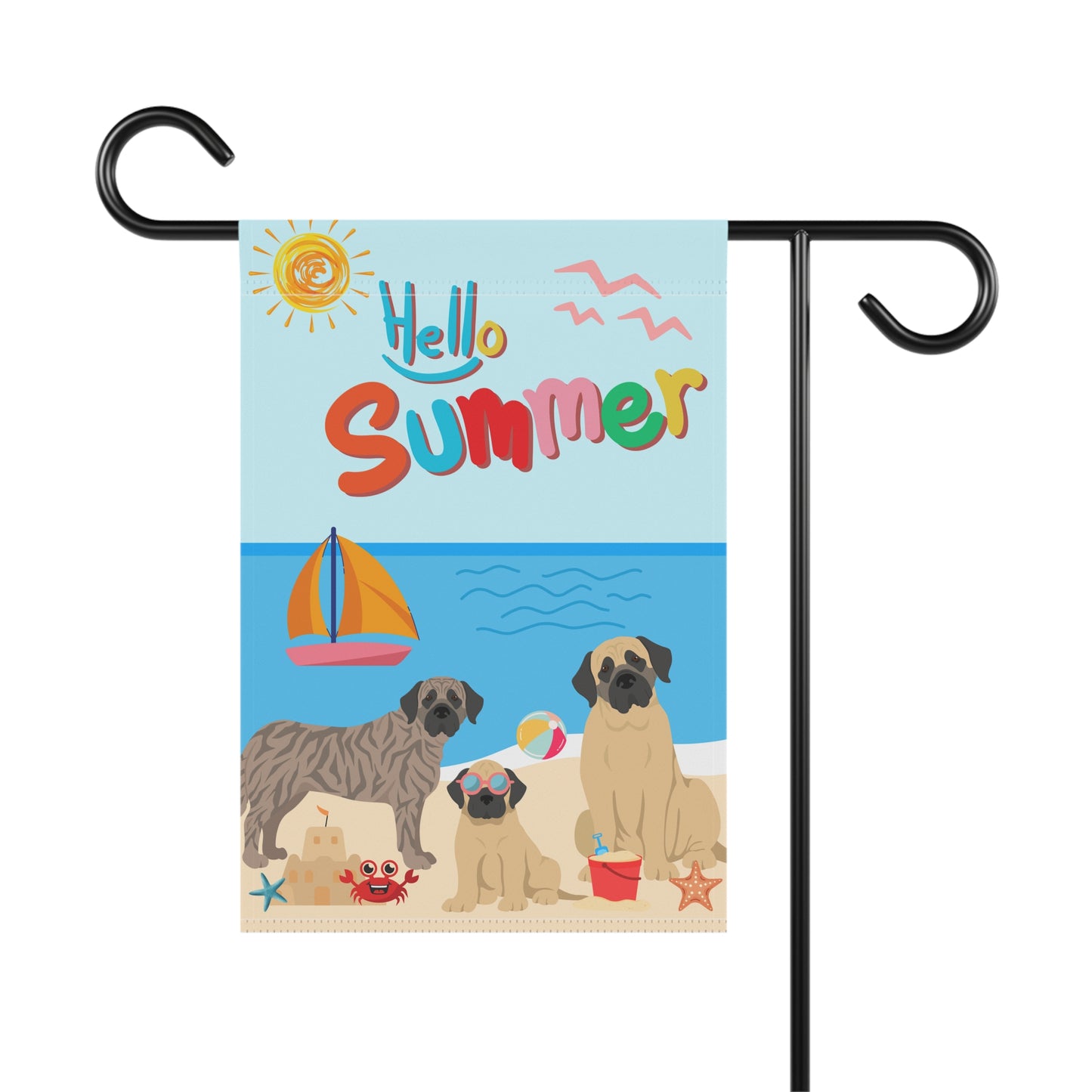 Mastiff Hello Summer Garden Flag