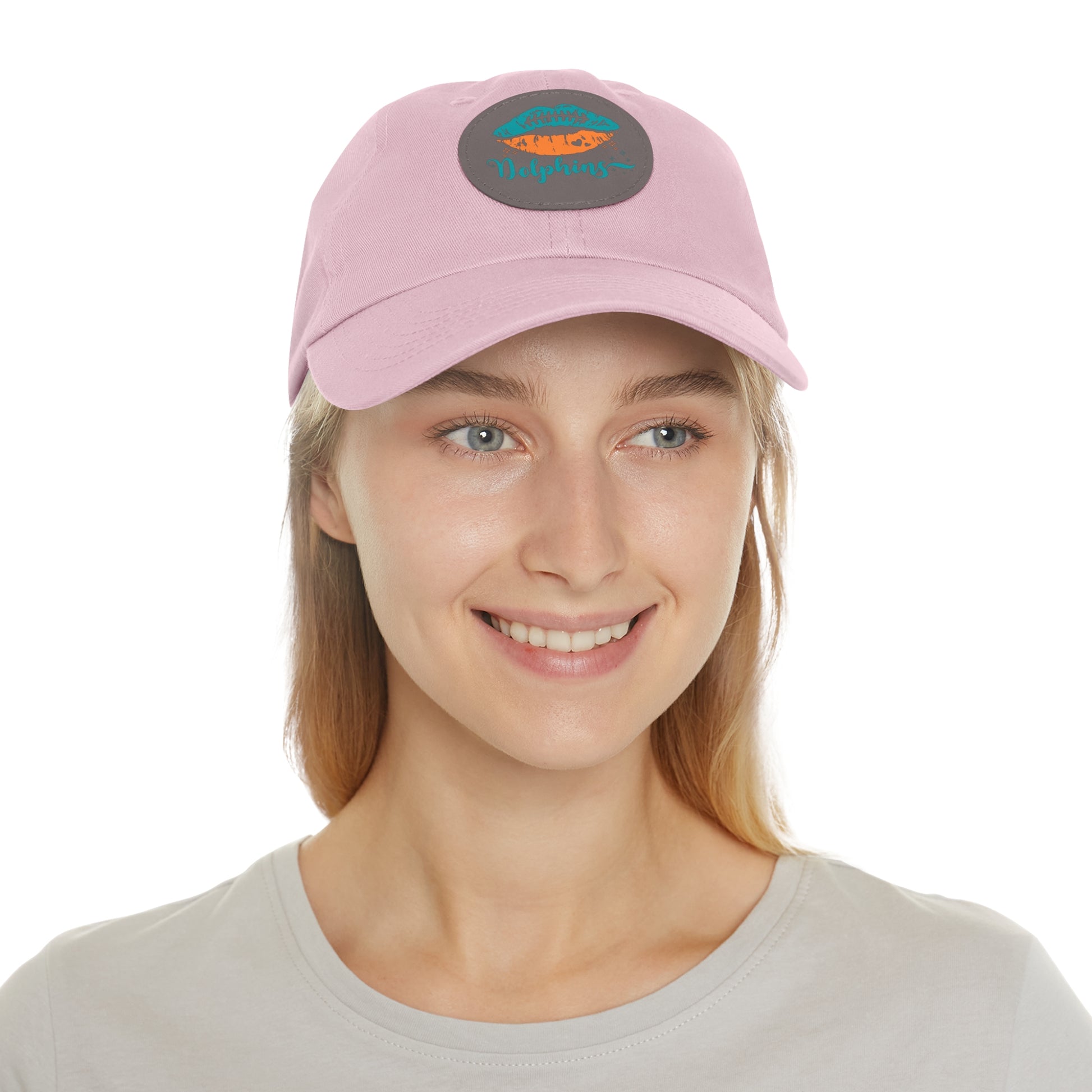 Miami Dolphin Hat with Leather Patch (Round)