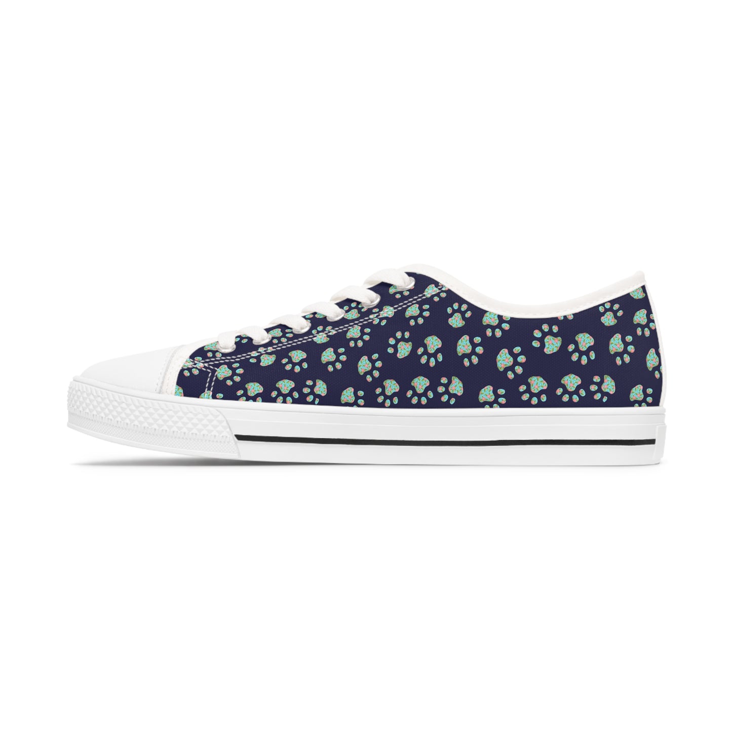 Floral Paw Print Women's Low Top Sneakers