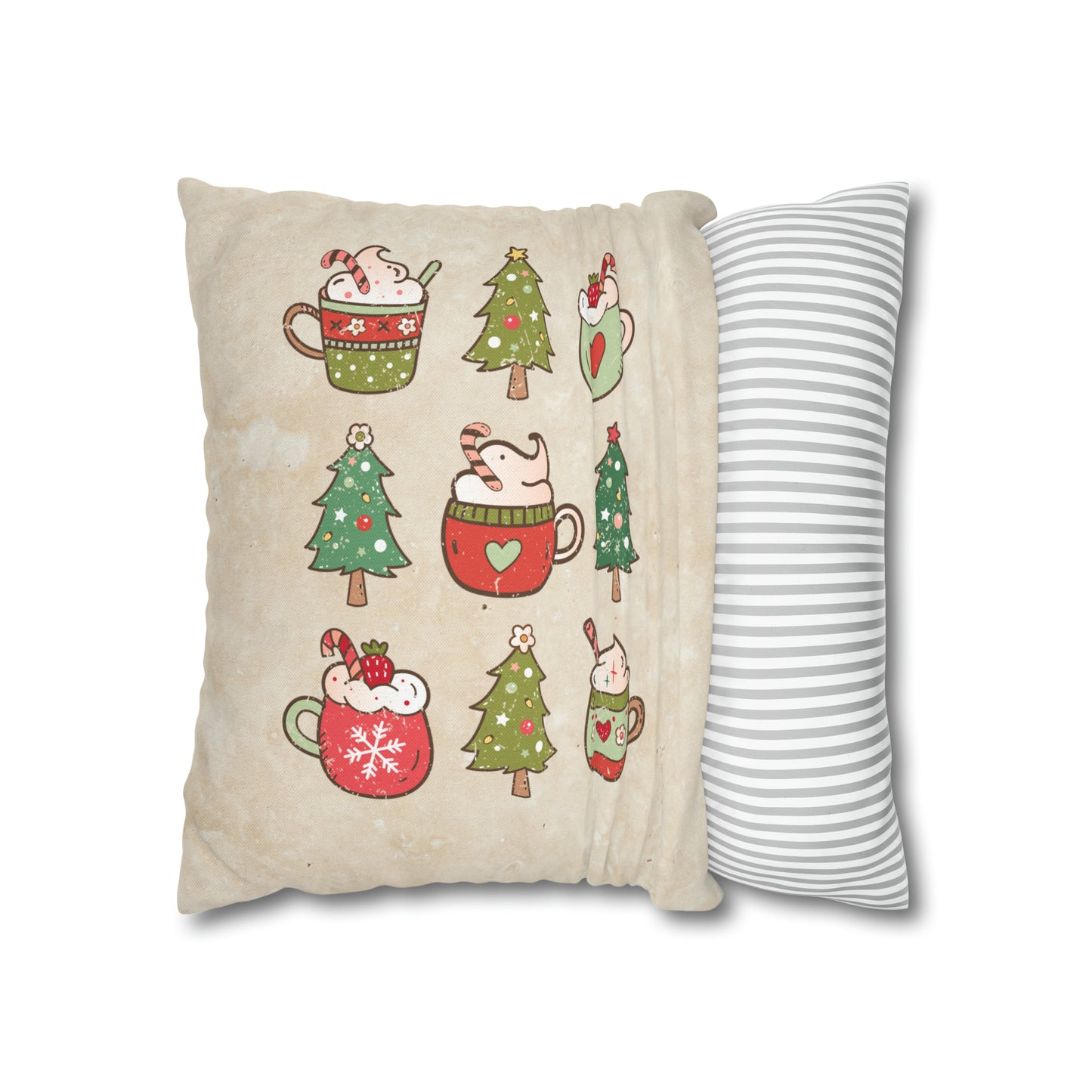 Christmas Coffee Distressed Spun Polyester Square Pillow Case