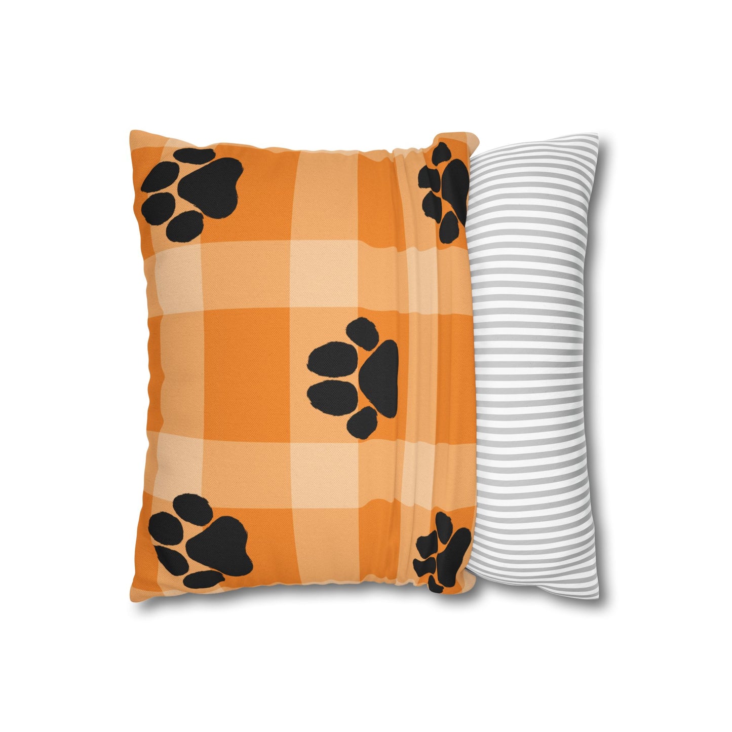 Plaid EM Pumpkin Spun Polyester Square Pillowcase