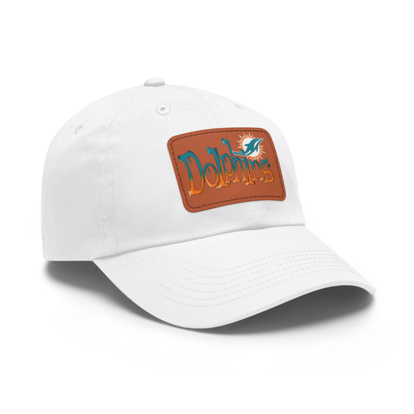 Miami Dolphins Dad Hat with Leather Patch (Rectangle)