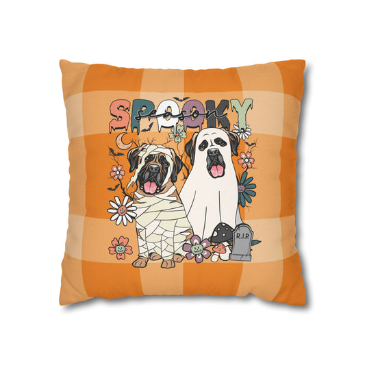 Halloween Mastiff Spun Polyester Square Pillow Case 16" × 16"