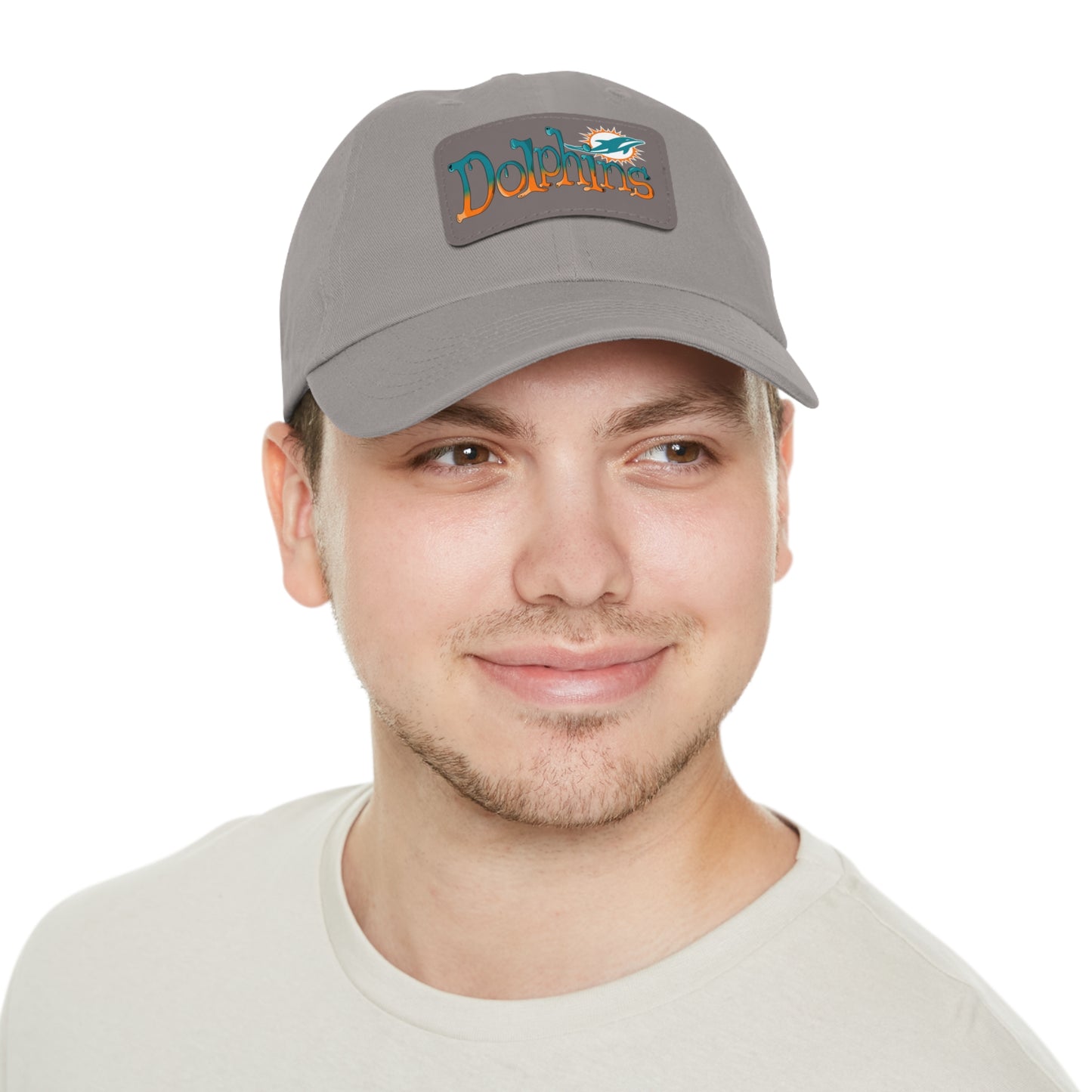 Miami Dolphins Dad Hat with Leather Patch (Rectangle)