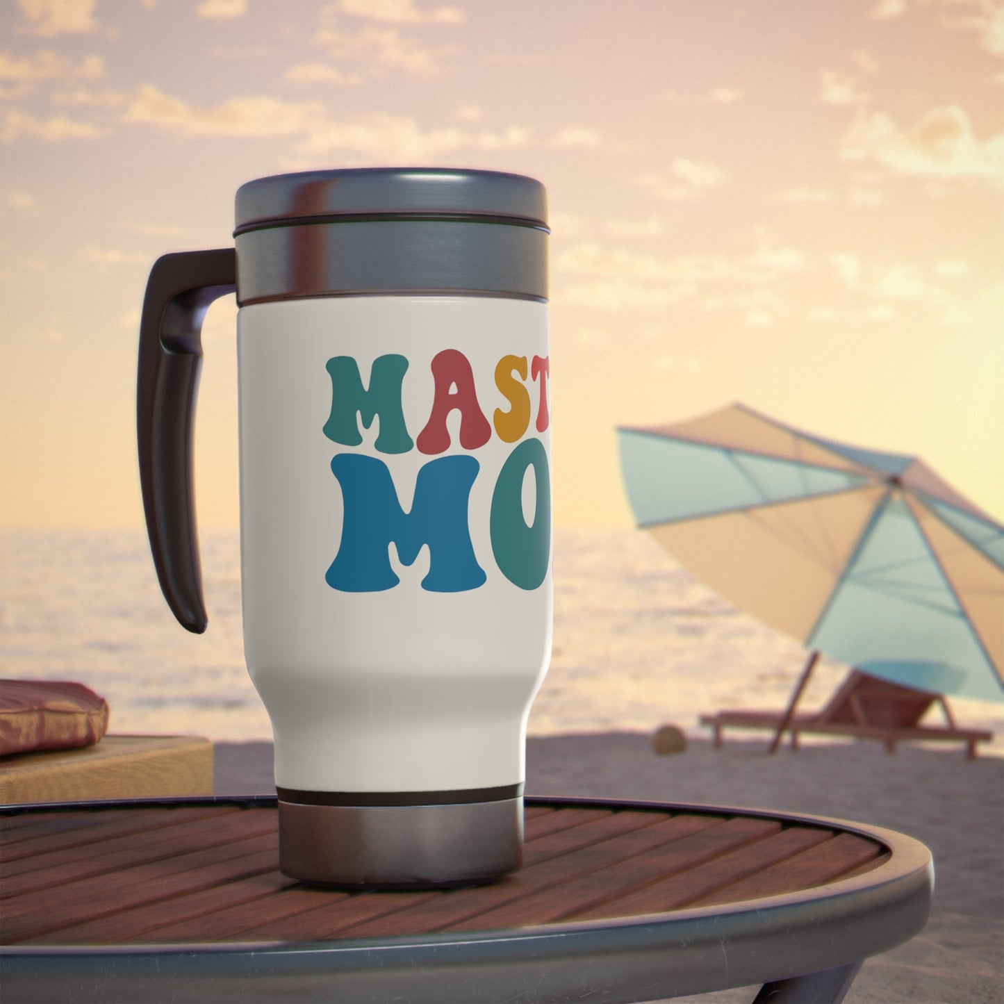 Mastiff Mom Stainless Steel Travel Mug with Handle, 14oz