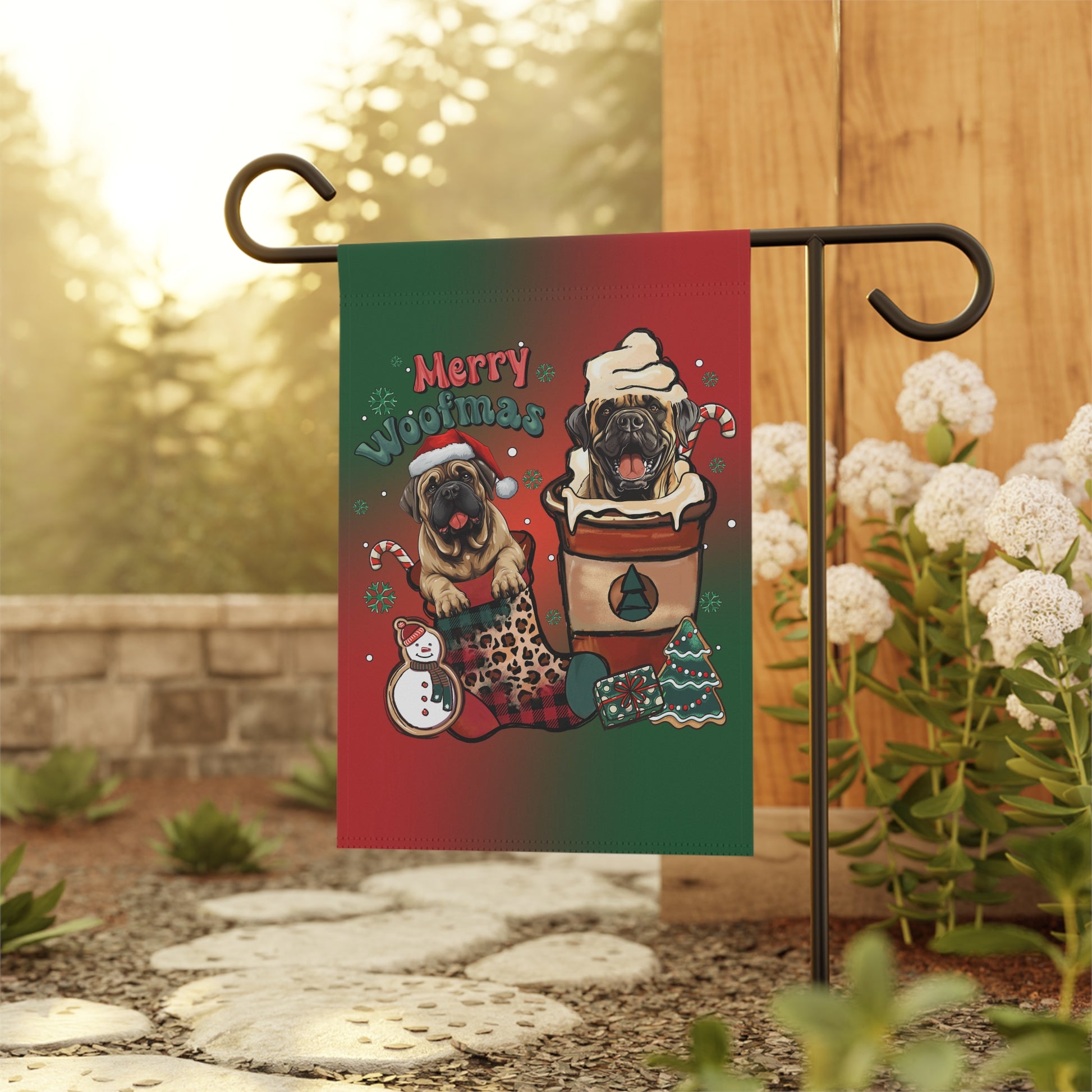 Merry Woofmas Mastiff Garden & House Banner