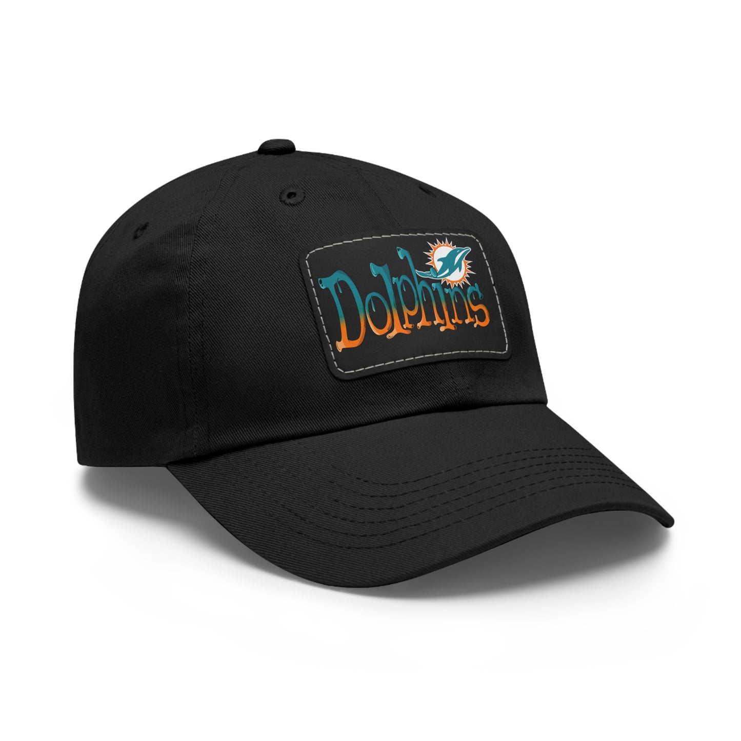 Miami Dolphins Dad Hat with Leather Patch (Rectangle)