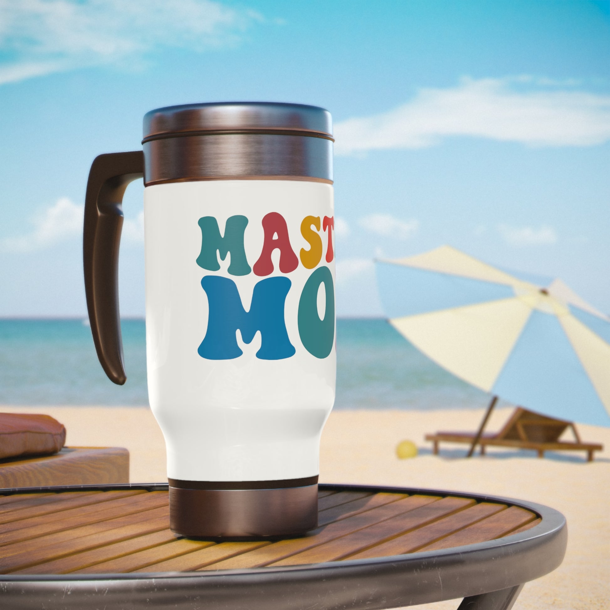 Mastiff Mom Stainless Steel Travel Mug with Handle, 14oz