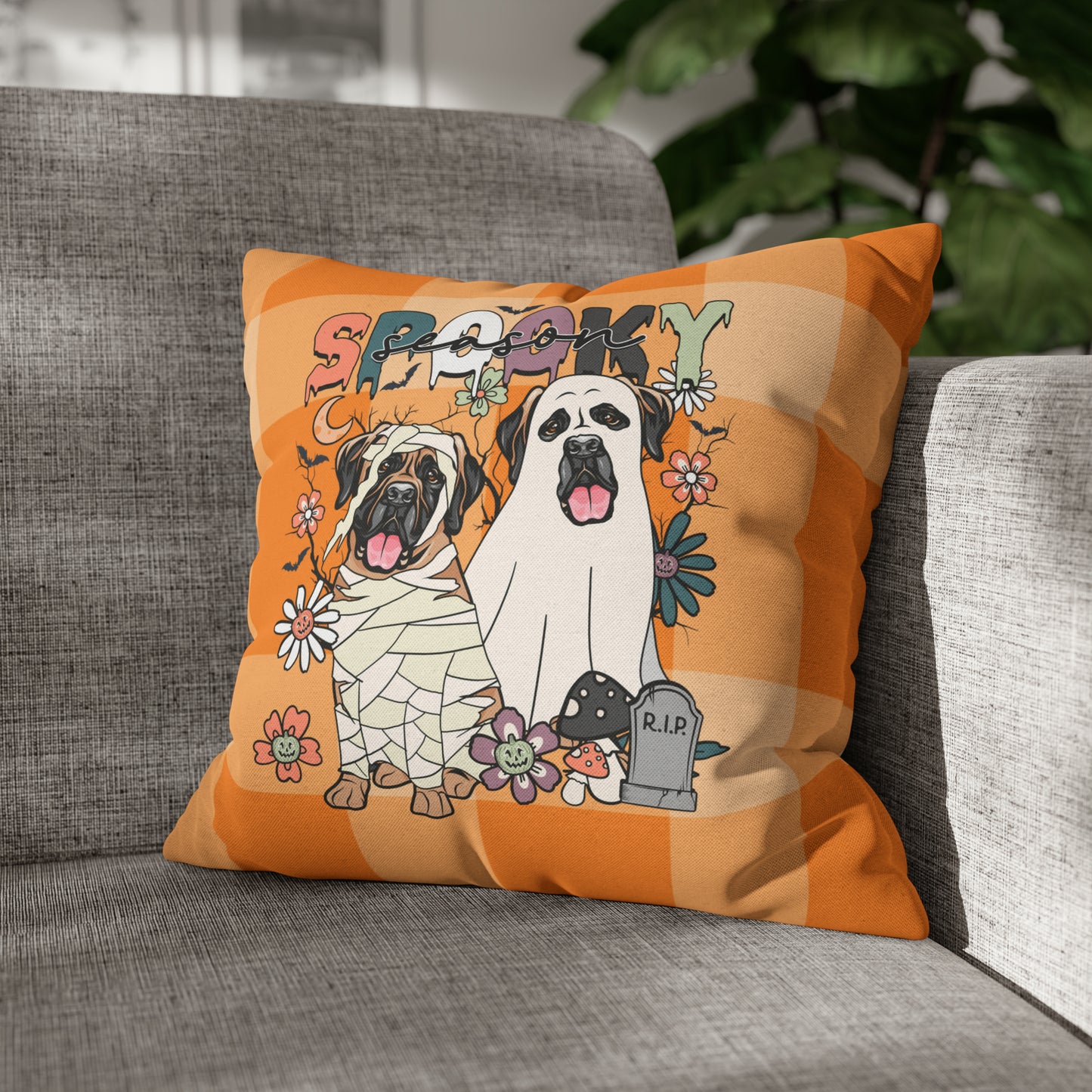 Halloween Mastiff Spun Polyester Square Pillow Case