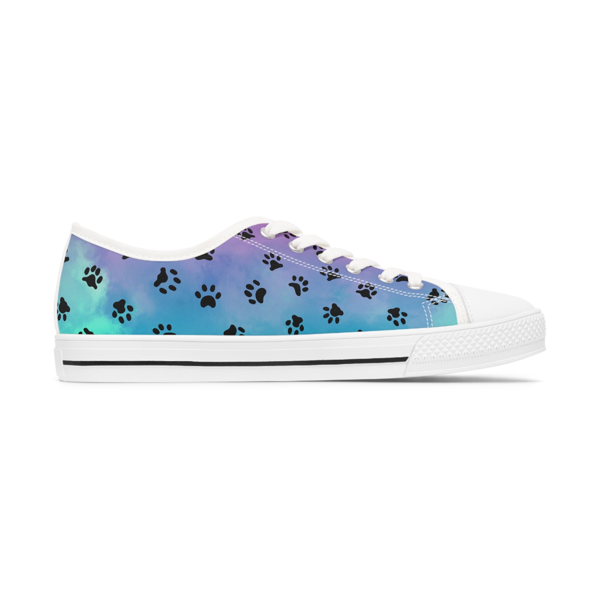 Purple/Blue Paw Print Women's Low Top Sneakers