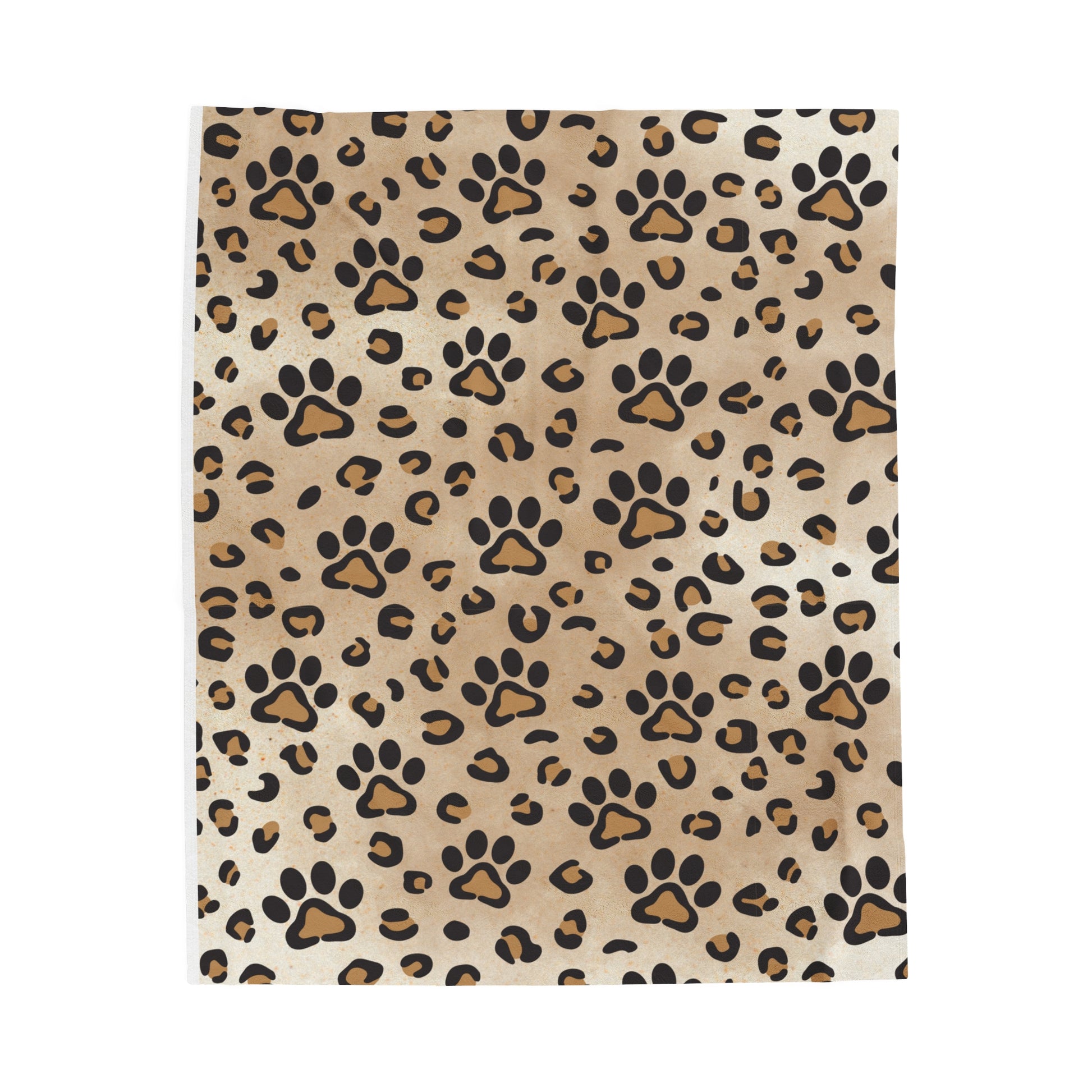 Leopard Paw Print Velveteen Plush Blanket 30" × 40"