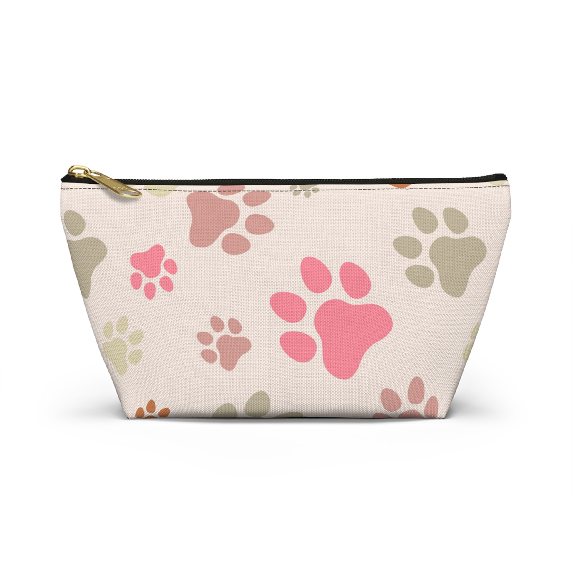 Paw Print Accessory Pouch w T-bottom Small Black zipper