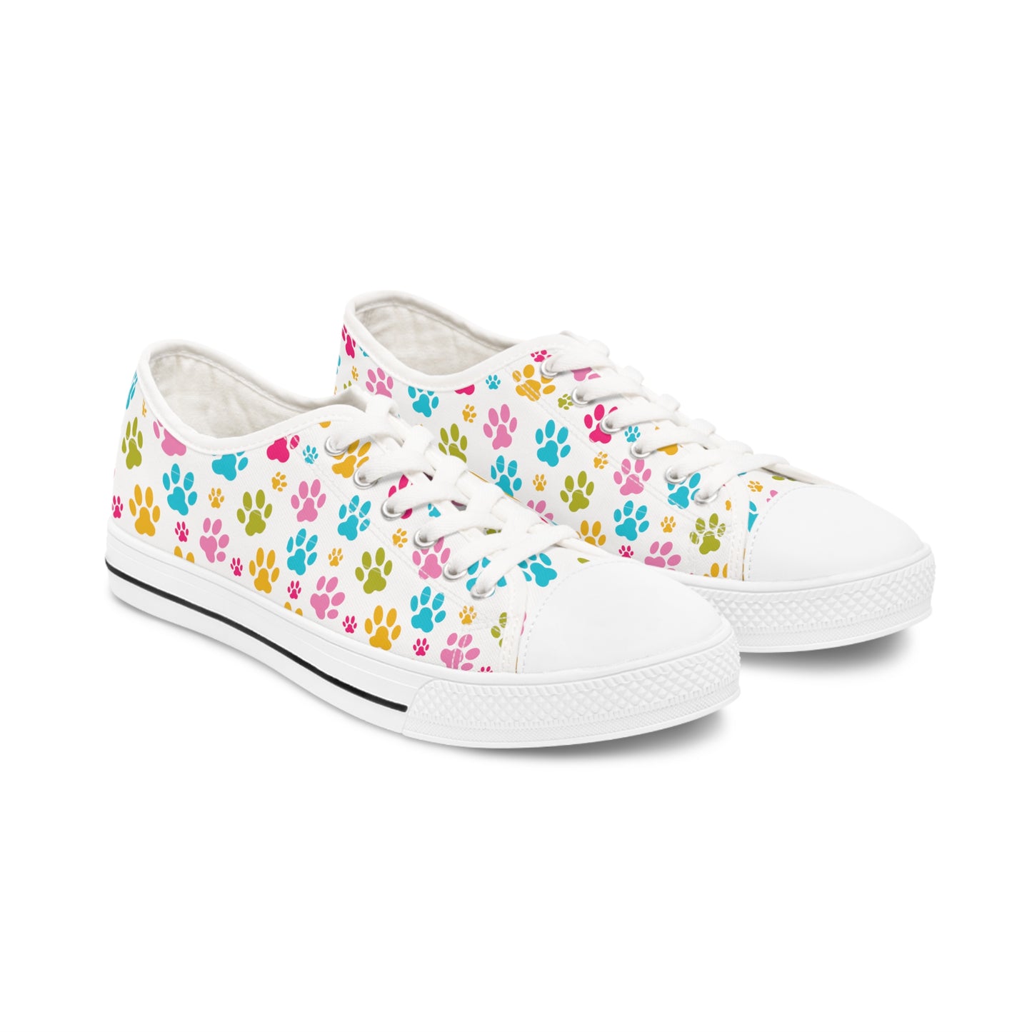 Paw Print Women's Low Top Sneakers White sole