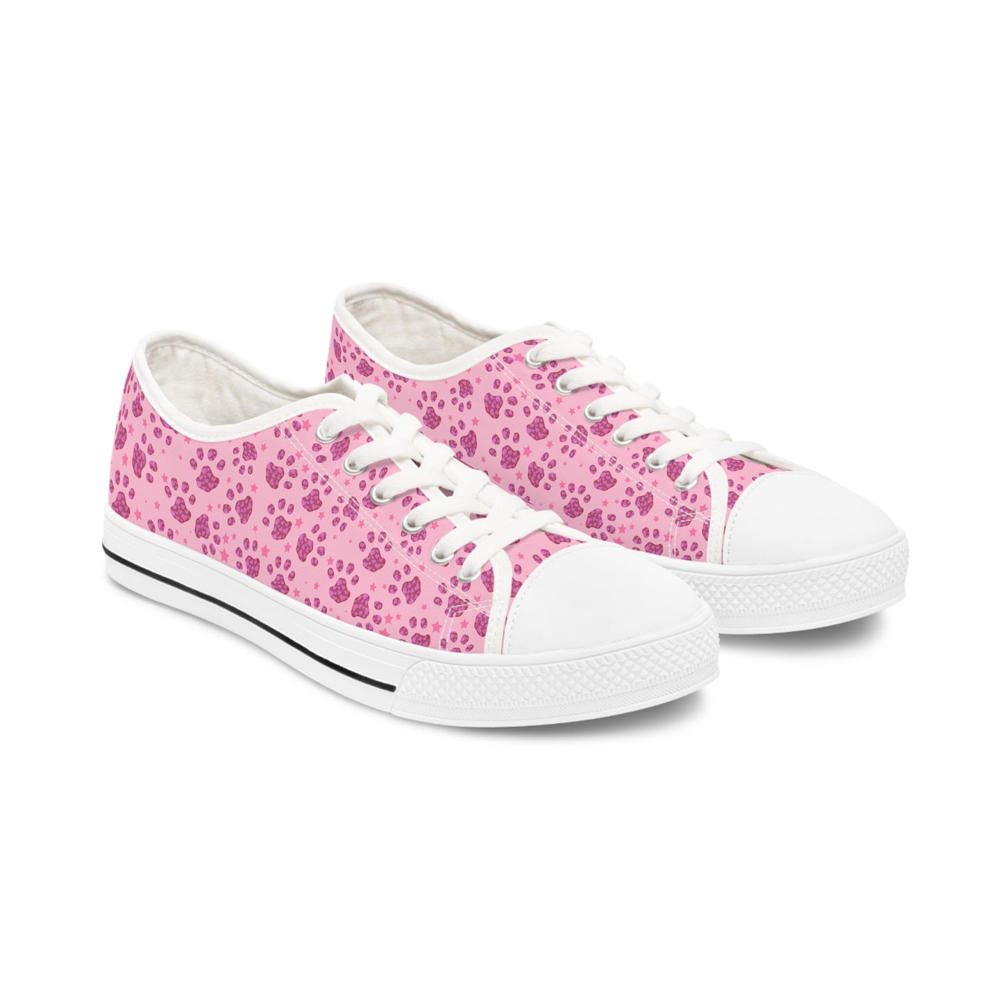 Pink Paw Print Women's Low Top Sneakers