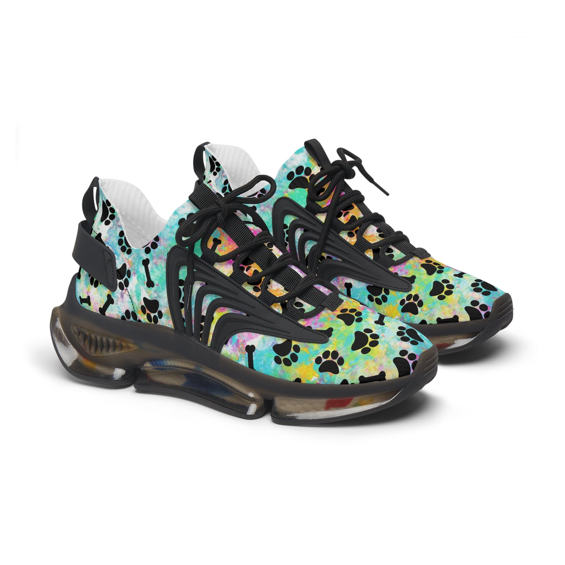 Rainbow Paw & Bones Women's Mesh Sneakers Black sole