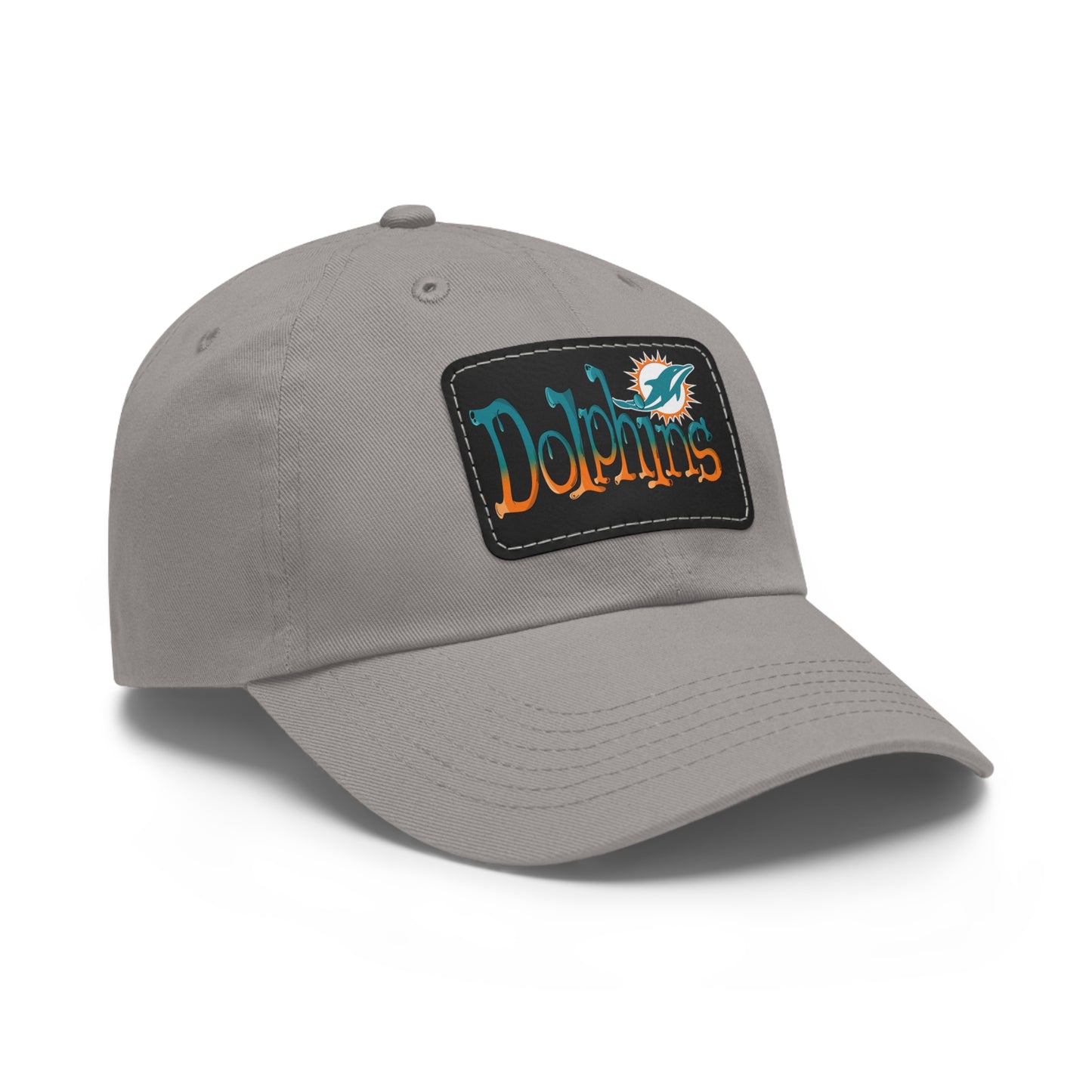 Miami Dolphins Dad Hat with Leather Patch (Rectangle)