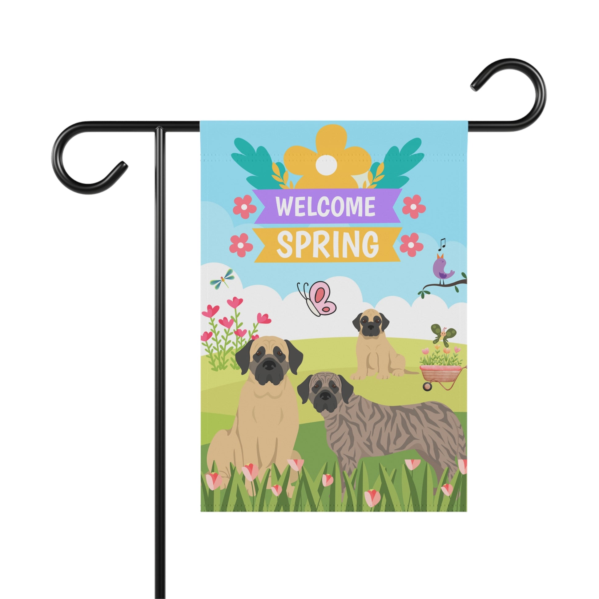 Mastiff Welcome Spring Garden Flag