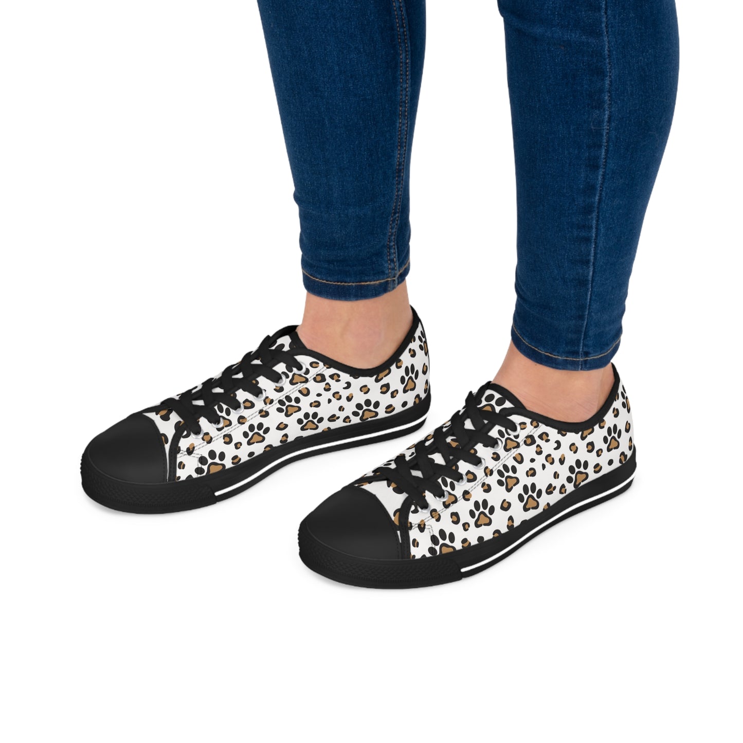 Leopard Paw Print Women's Low Top Sneakers