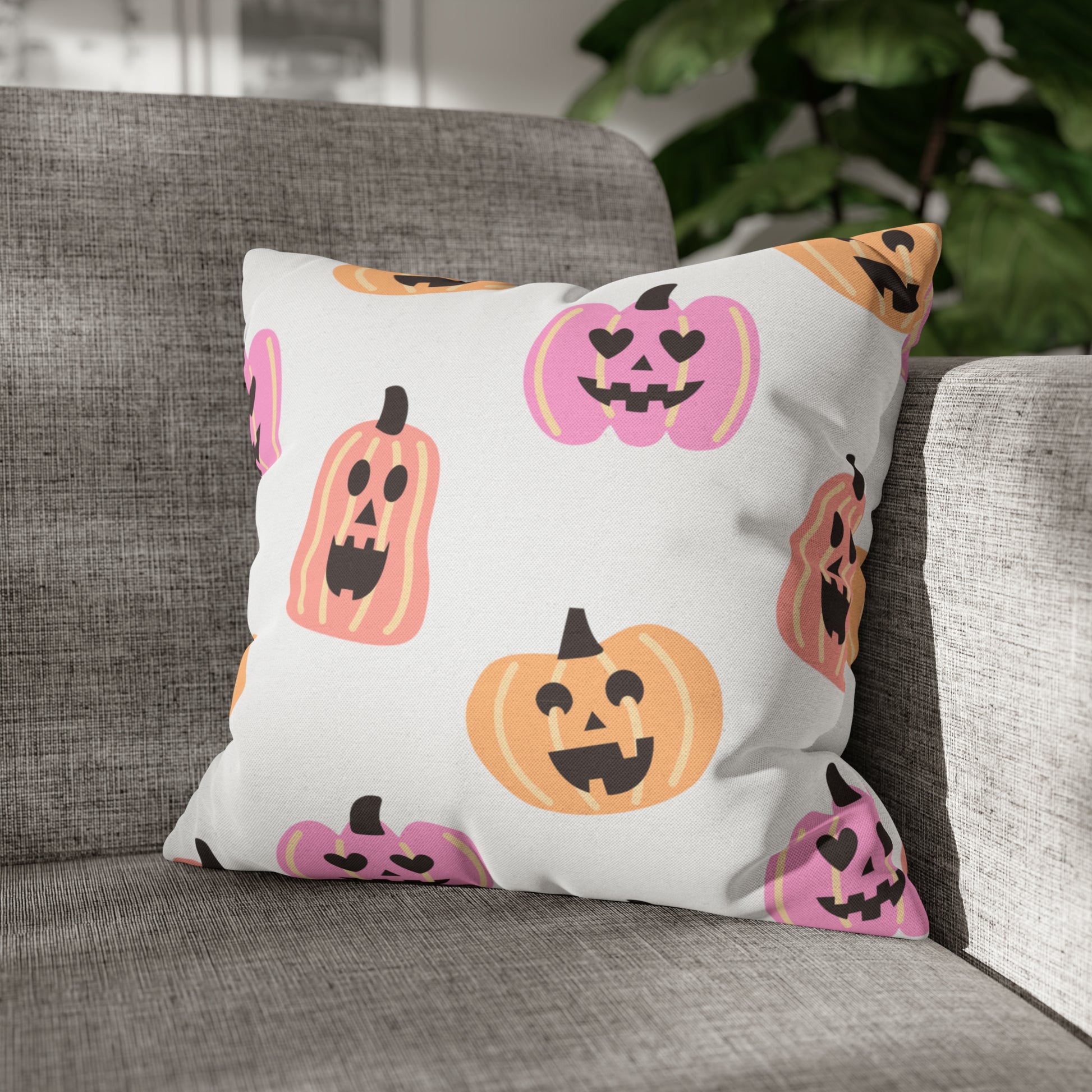 Pumpkin Spun Polyester Square Pillow Case 16" × 16"