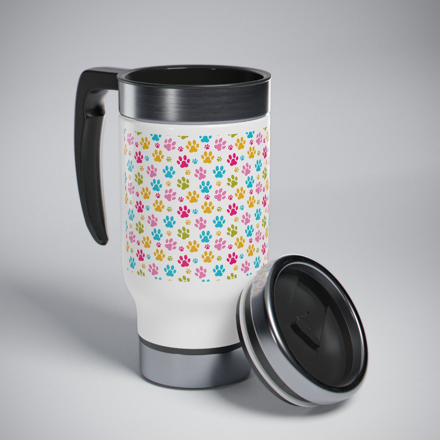 Paw Prints Stainless Steel Travel Mug with Handle, 14oz