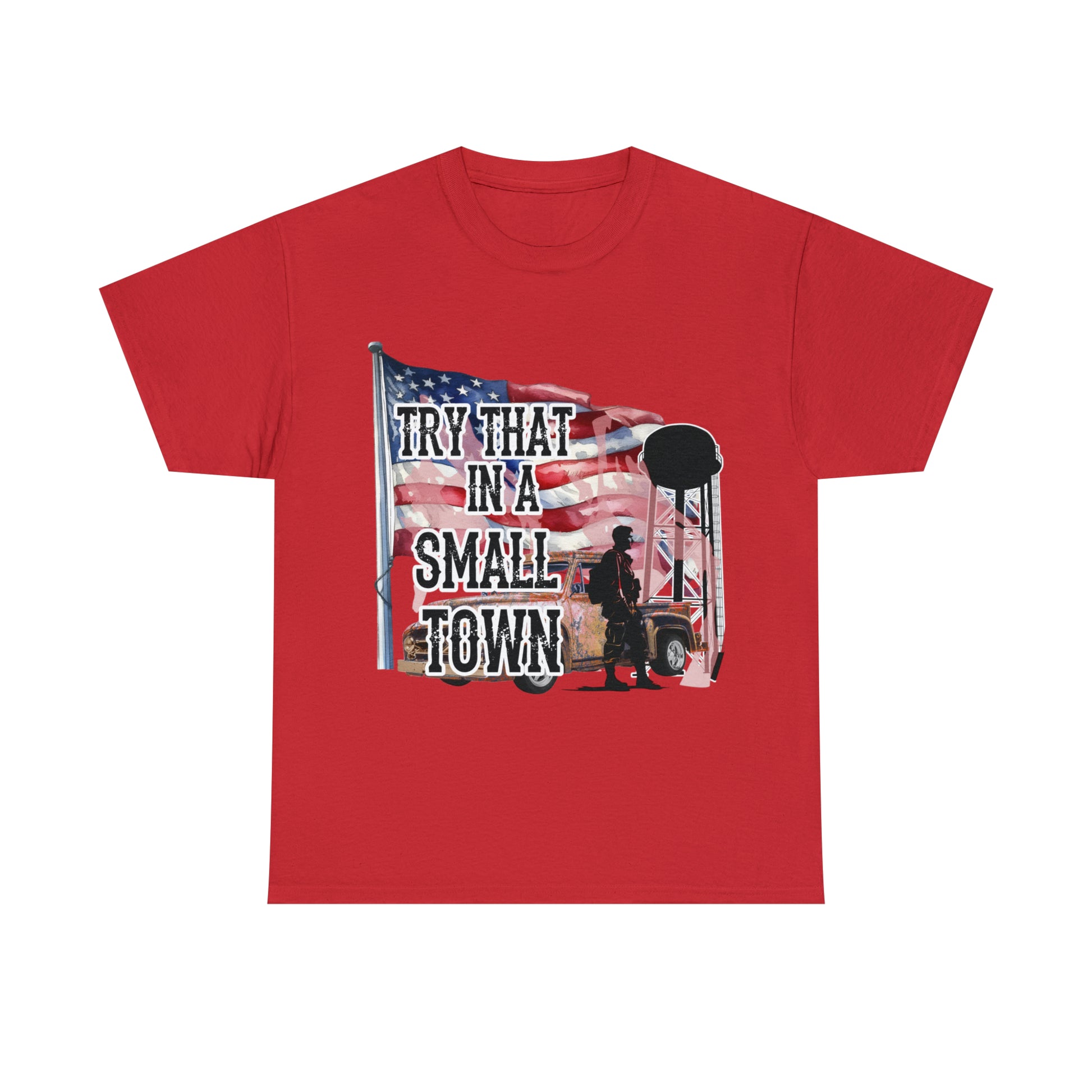 Try it in a small town Unisex Heavy Cotton Tee Red