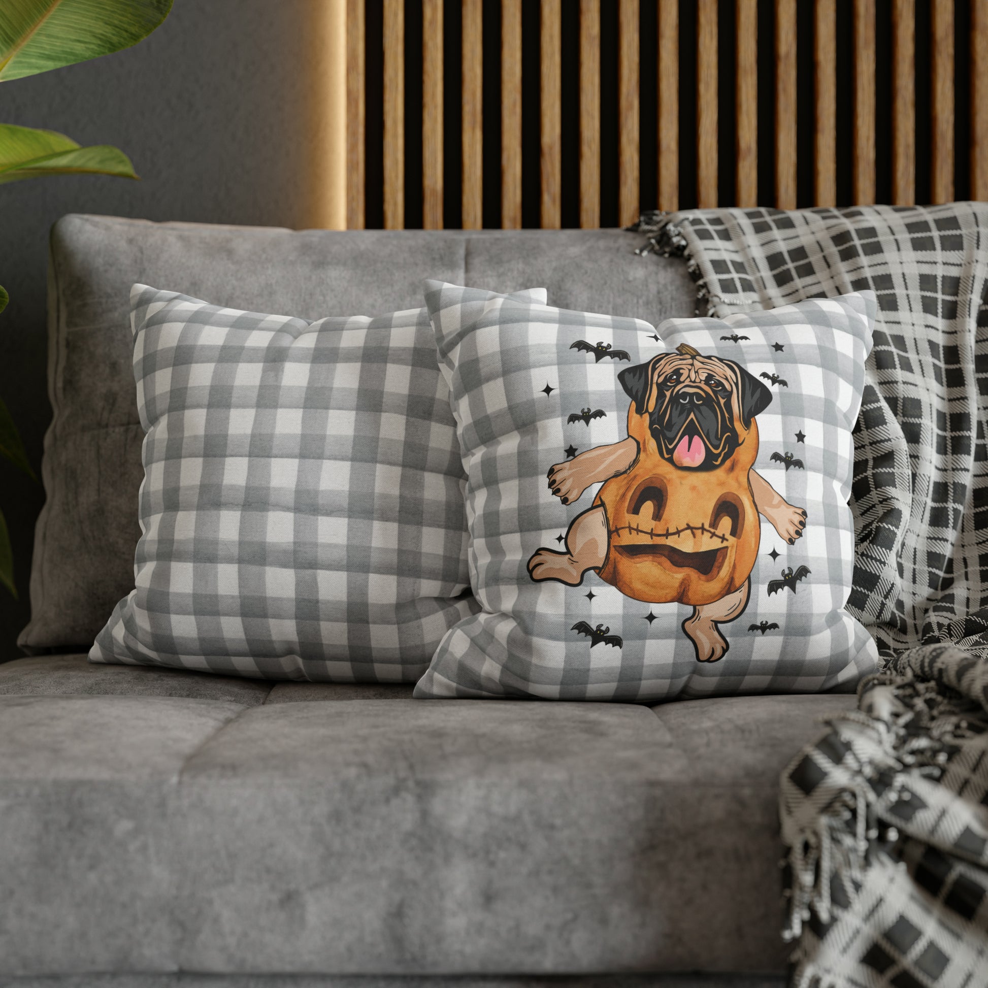 Halloween Mastiff Spun Polyester Square Pillow Case