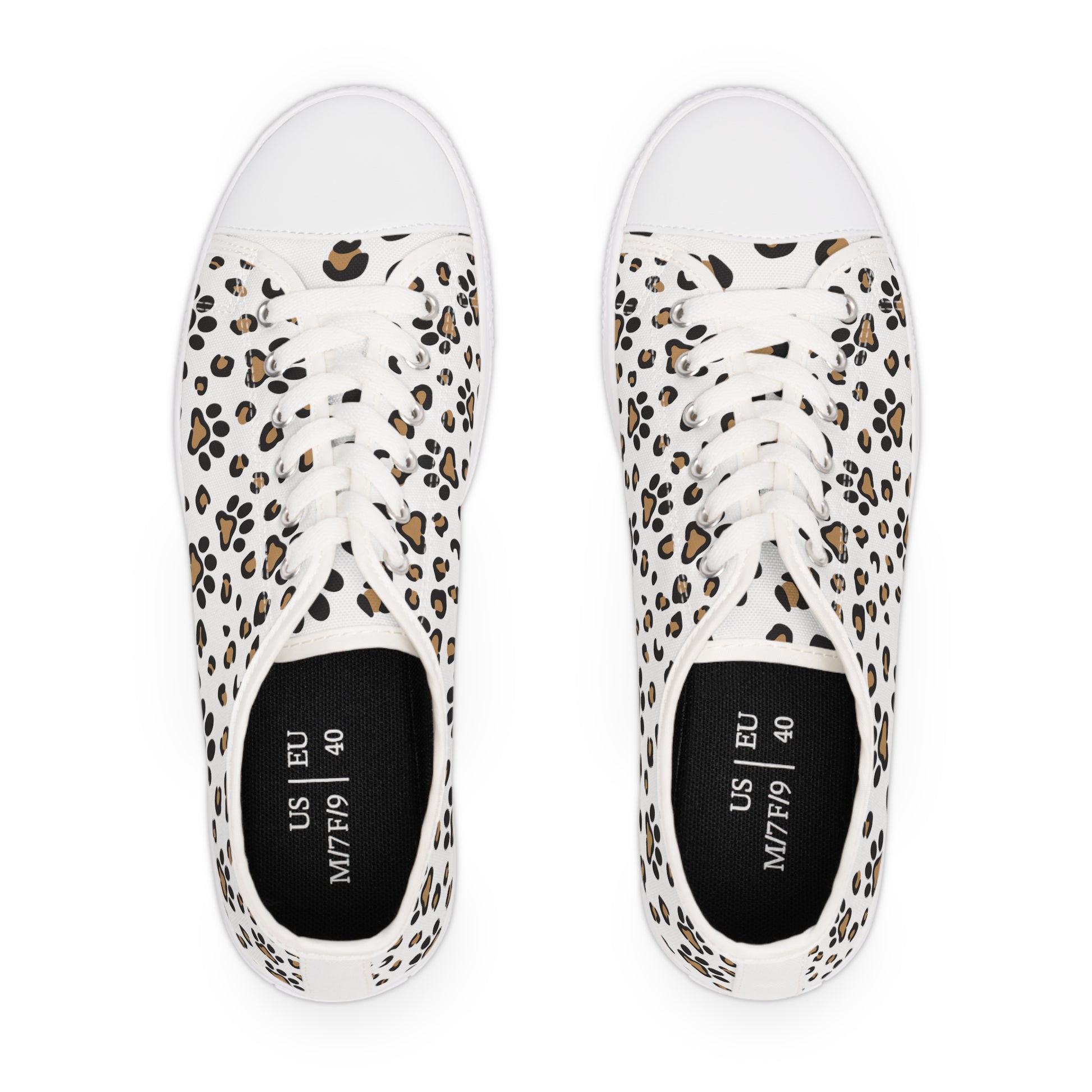 Leopard Paw Print Women's Low Top Sneakers