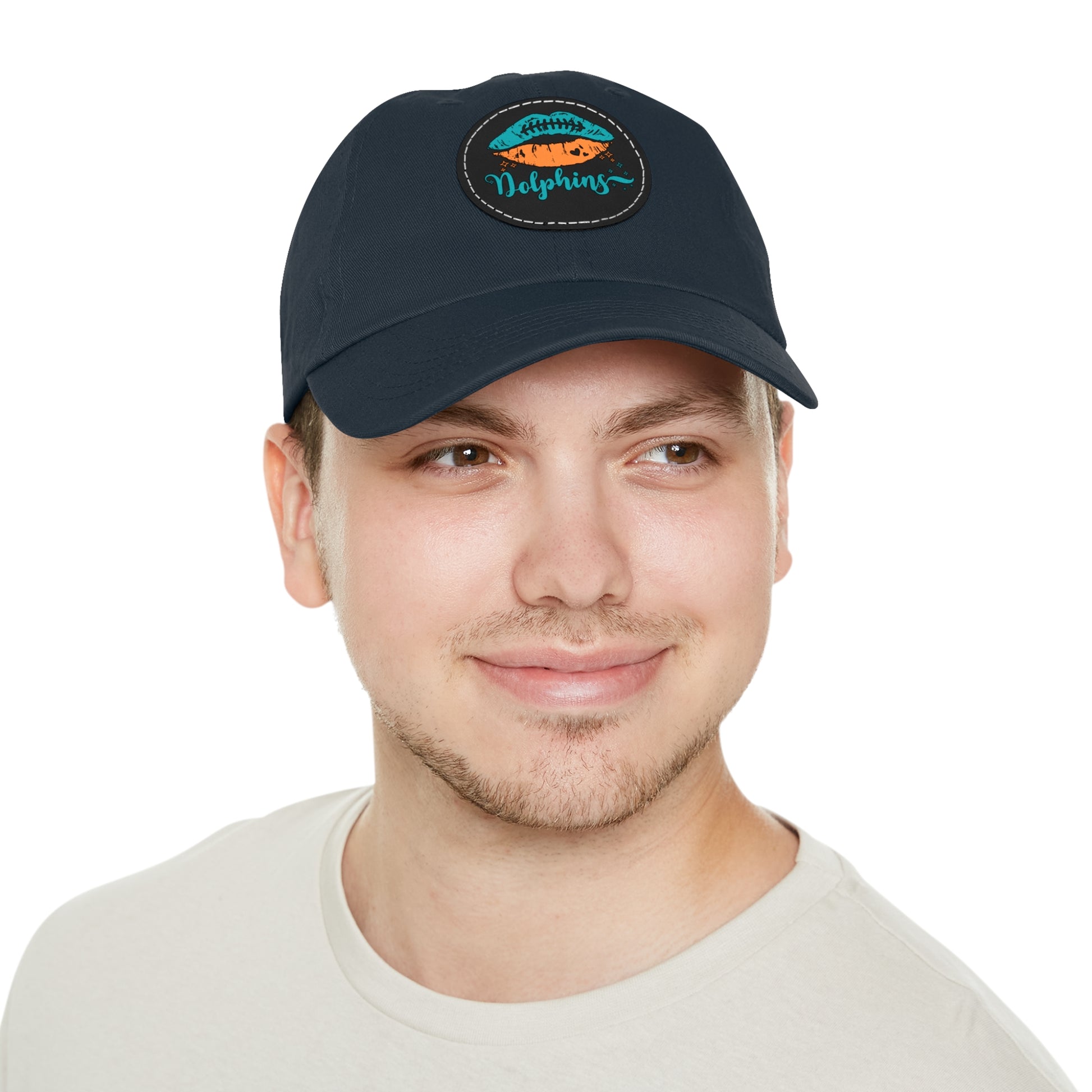 Miami Dolphin Hat with Leather Patch (Round)