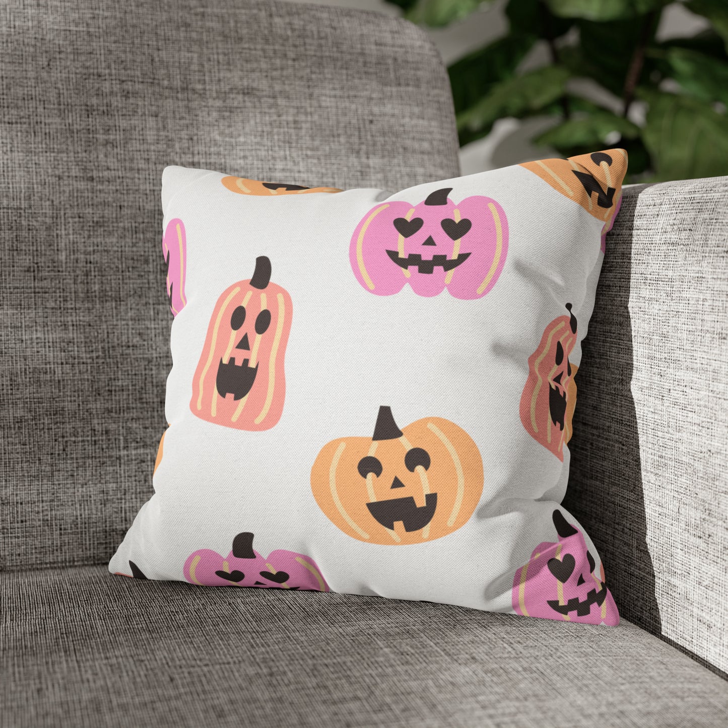 Pumpkin Spun Polyester Square Pillow Case 14" × 14"