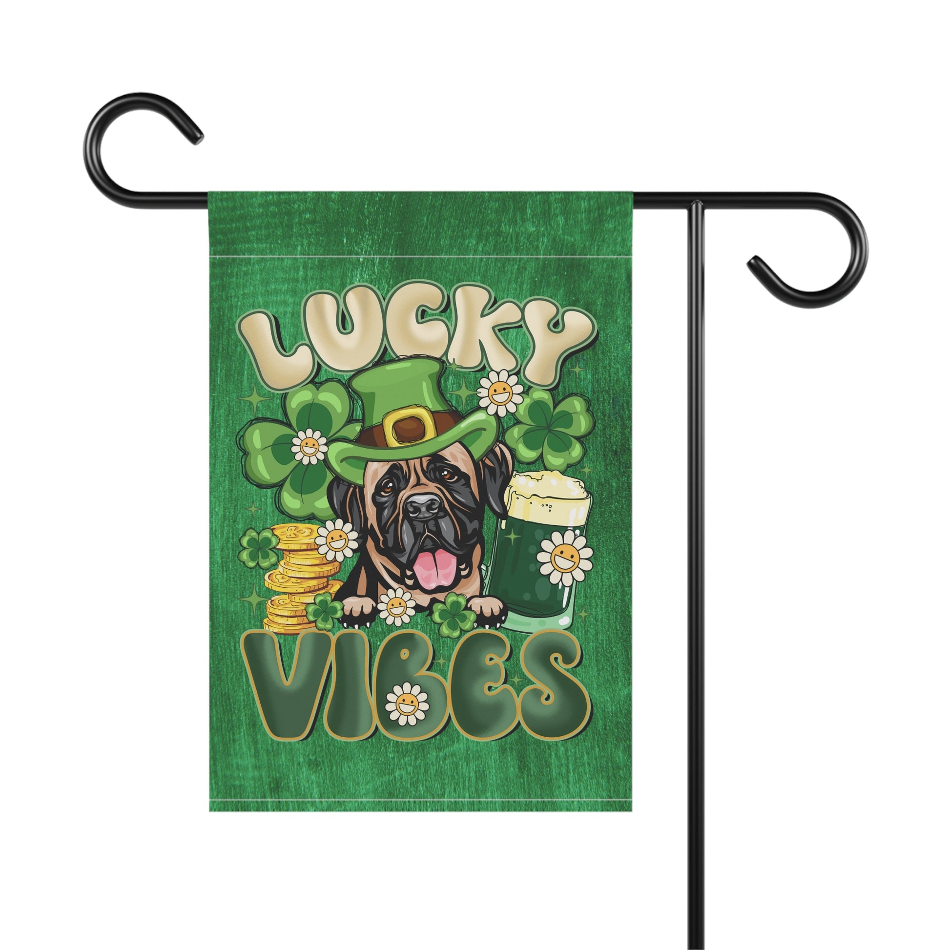 Lucky Vibes Mastiff Garden Flag