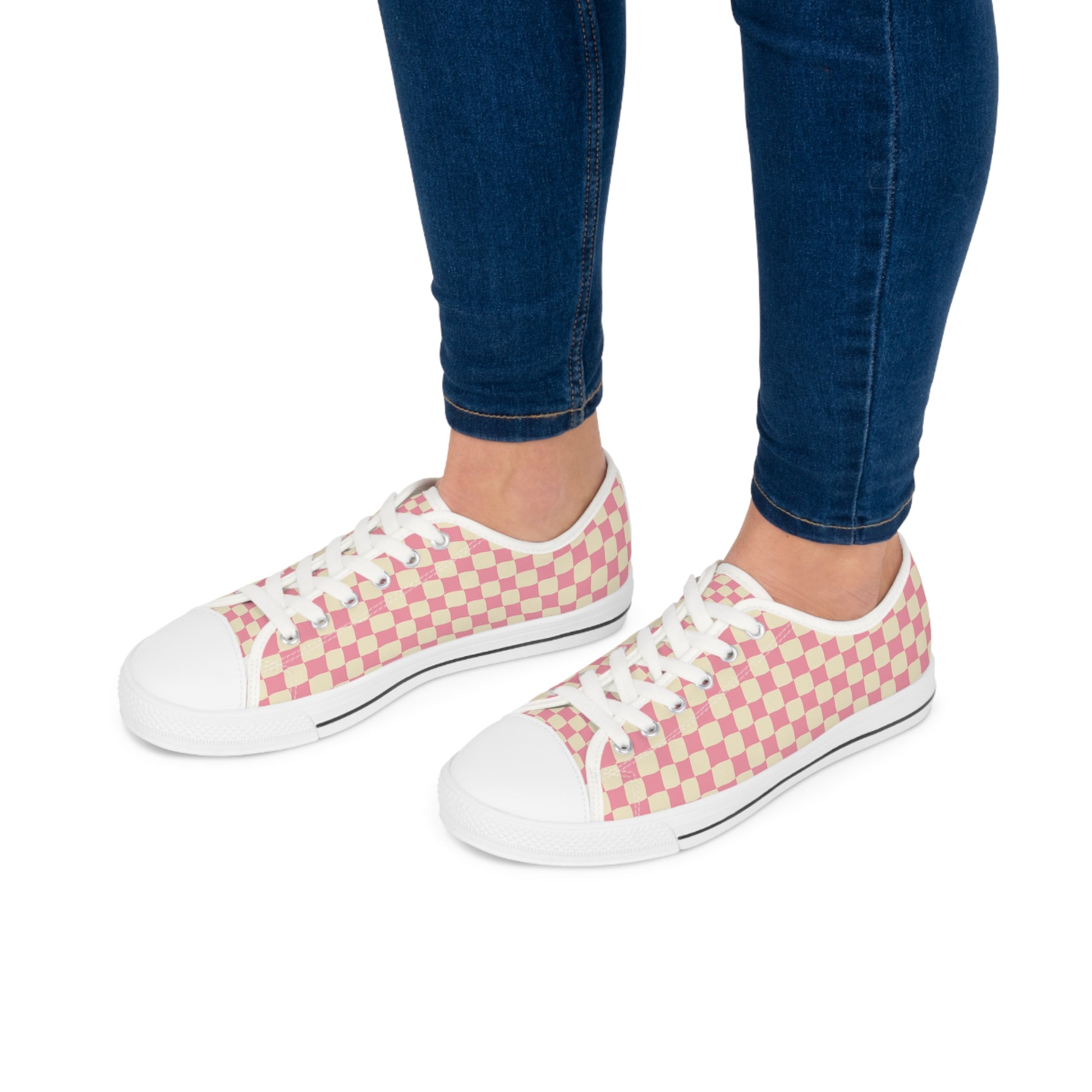 Pink check Women's Low Top Sneakers