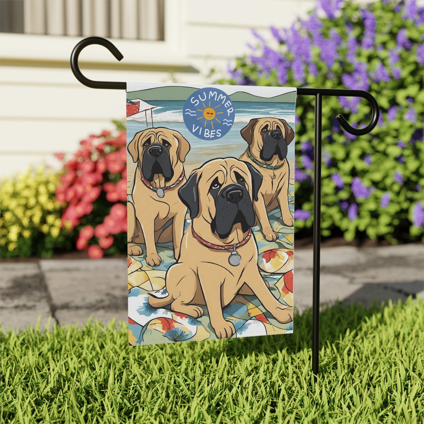 Mastiff Summer Vibes Garden Flag 12'' × 18''