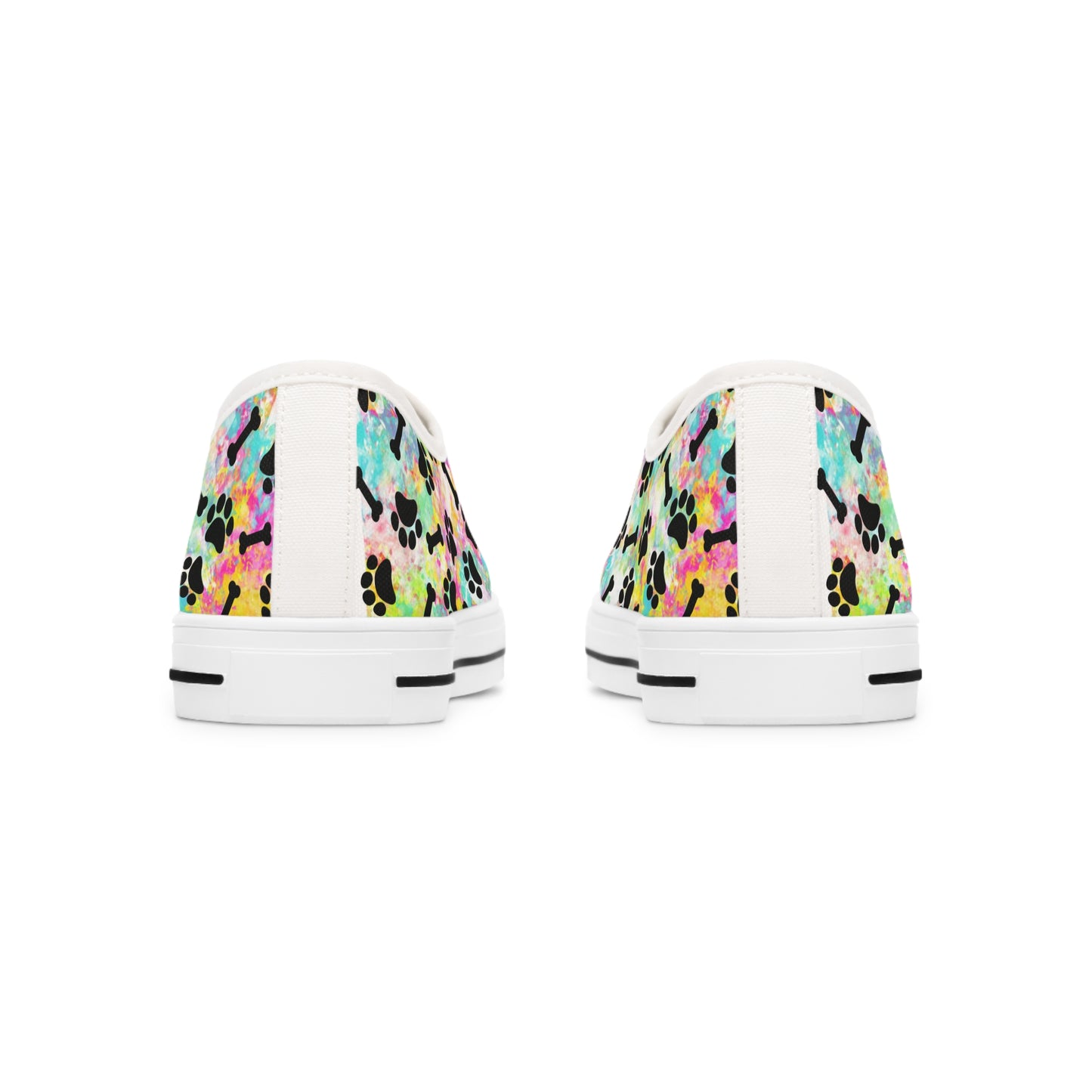 Rainbow Paw Prints & Bones Women's Low Top Sneakers