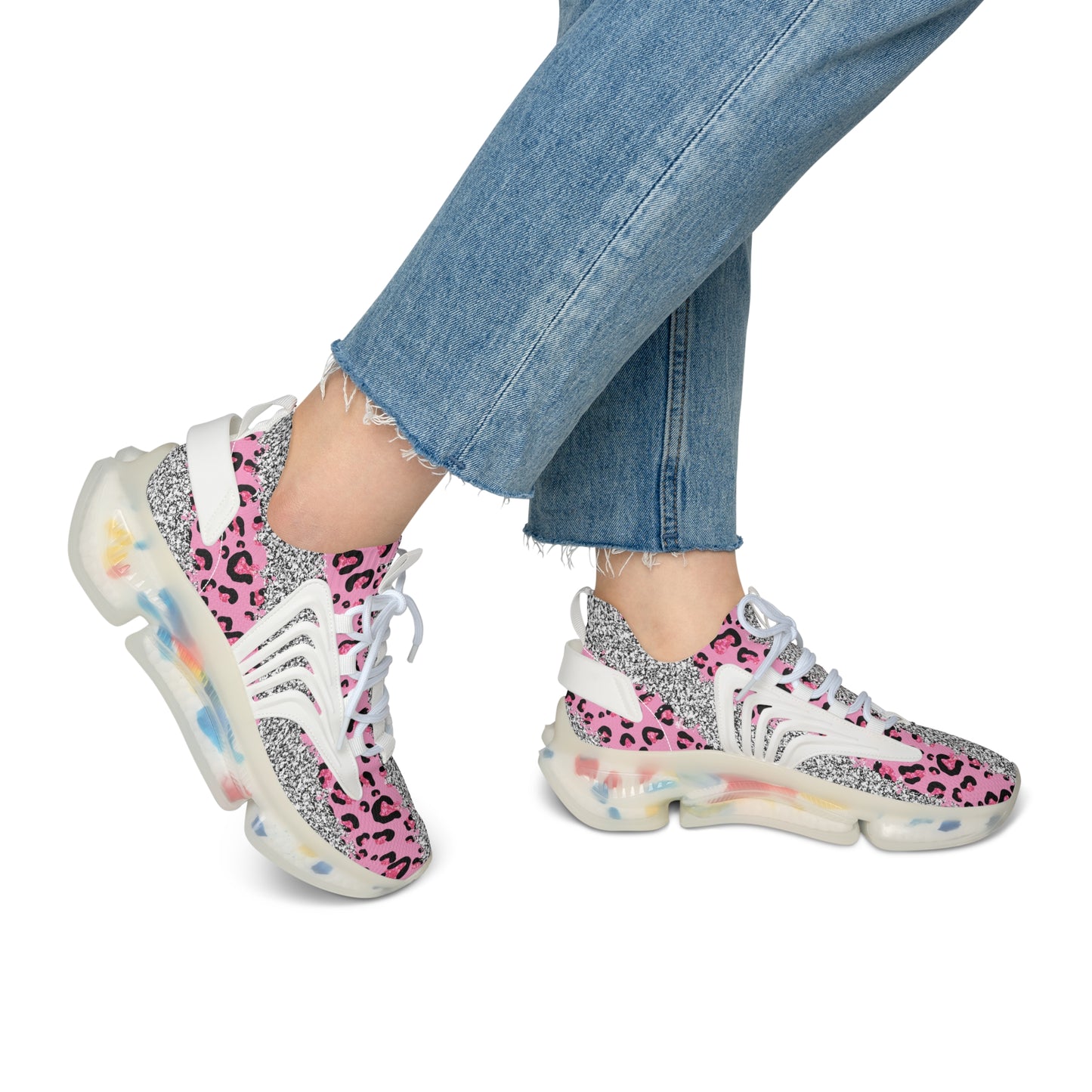 Pink Leopard Women's Mesh Sneakers