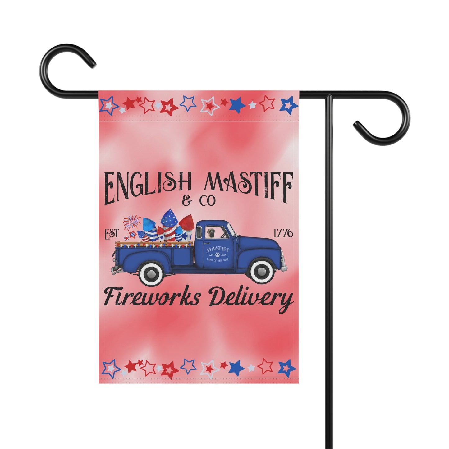 English Mastiffs Fireworks Garden Flag