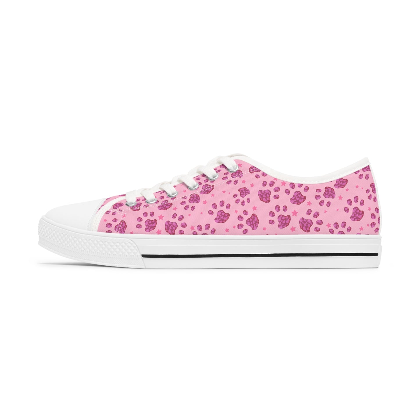 Pink Paw Print Women's Low Top Sneakers