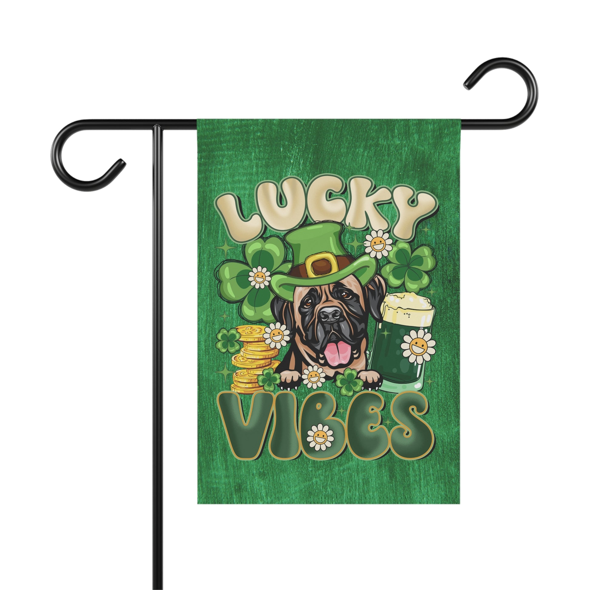 Lucky Vibes Mastiff Garden Flag