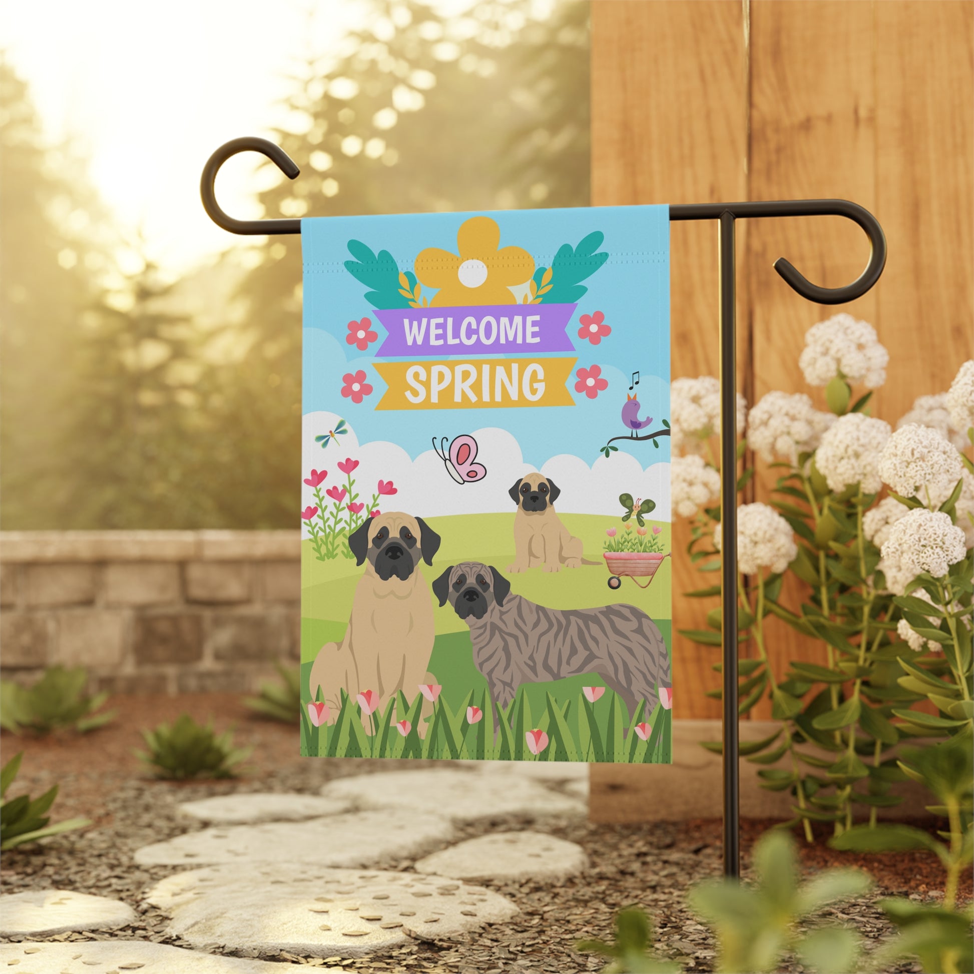 Mastiff Welcome Spring Garden Flag